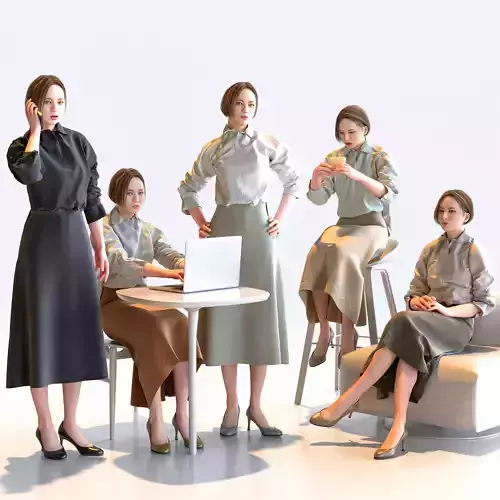 Posed Asian Business Woman - 5 Pack 5 - B1-F5F 3D model