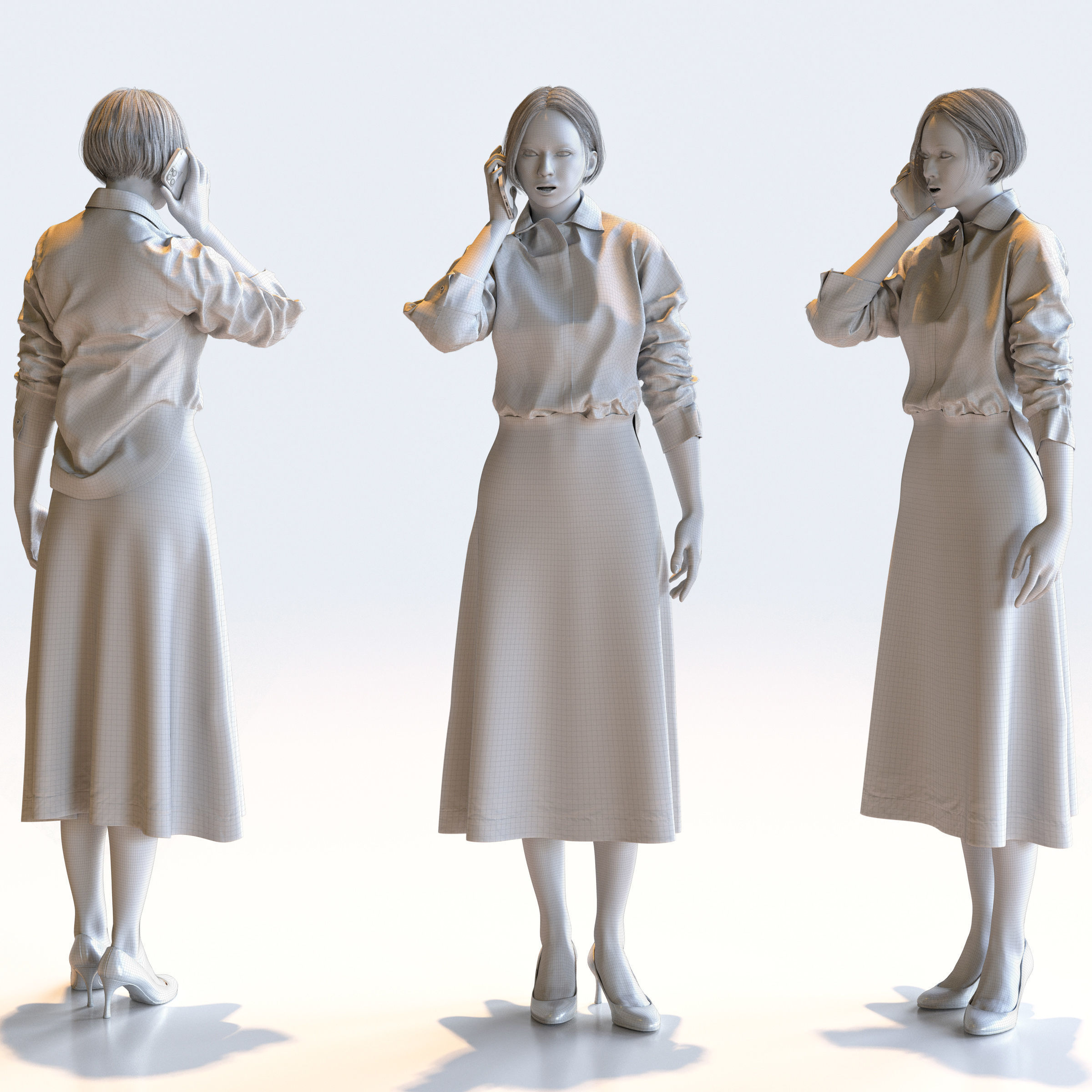 Posed Asian Business Woman - 5 Pack 5 - B1-F5F 3D model_12