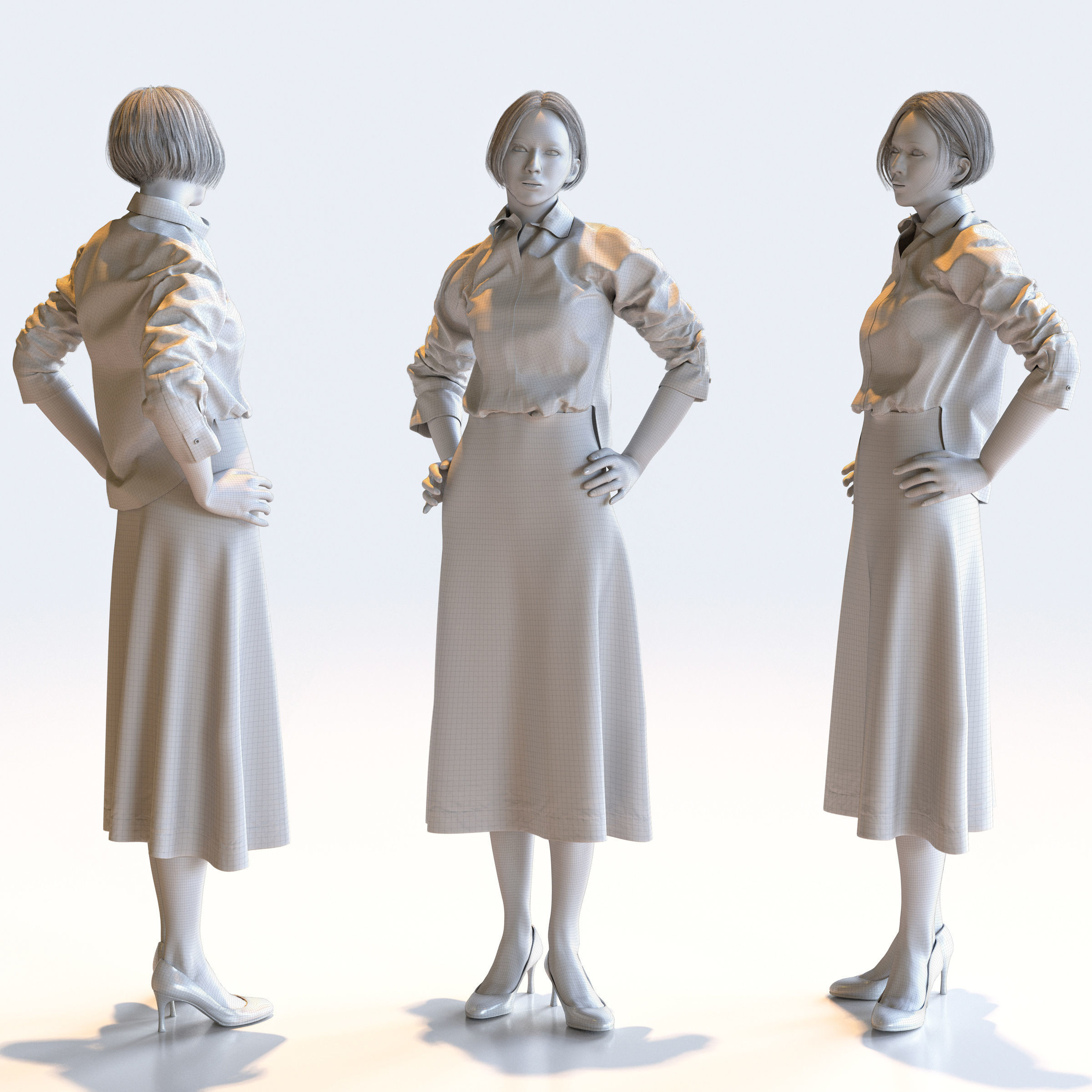Posed Asian Business Woman - 5 Pack 5 - B1-F5F 3D model_8