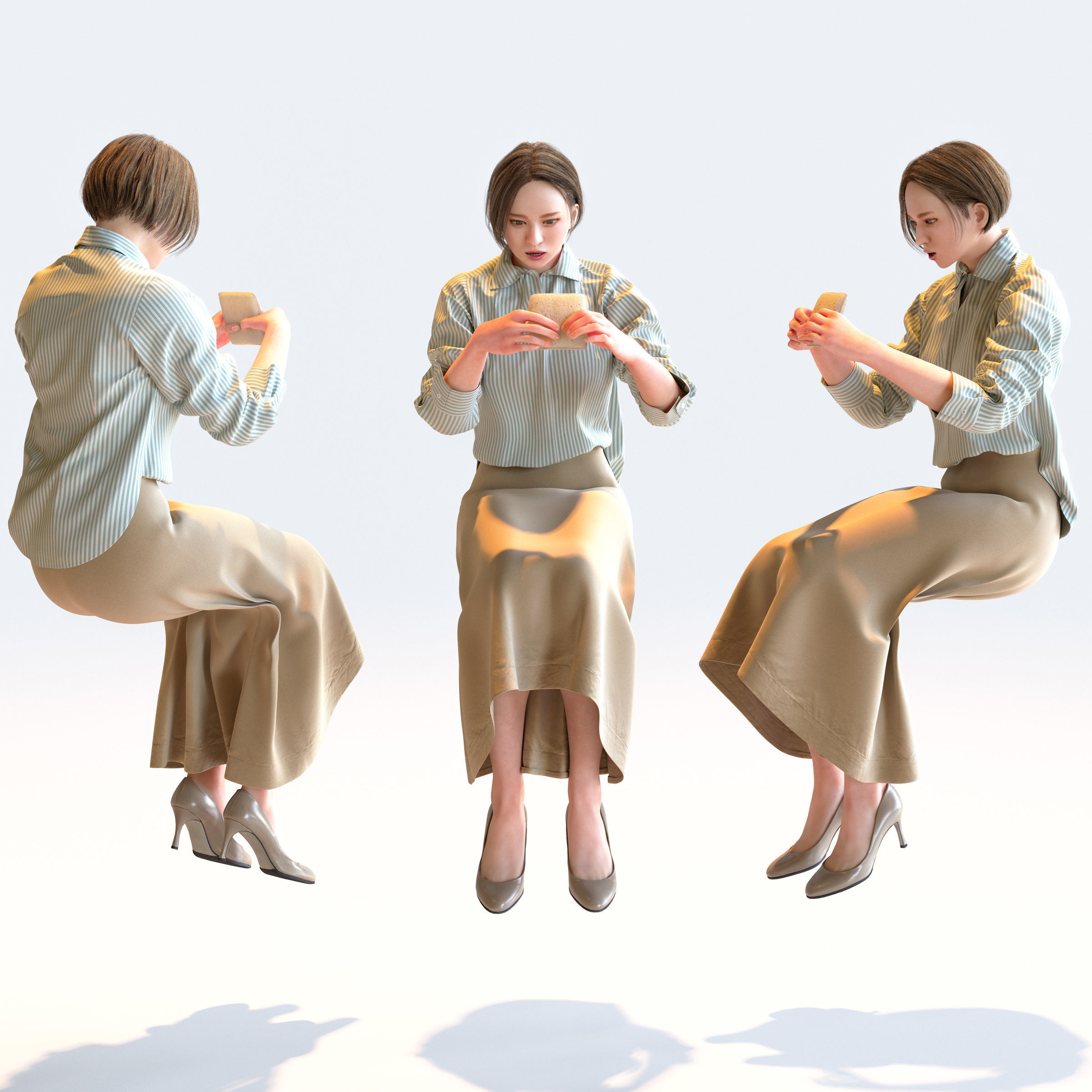 Posed Asian Business Woman - 5 Pack 5 - B1-F5F 3D model_3