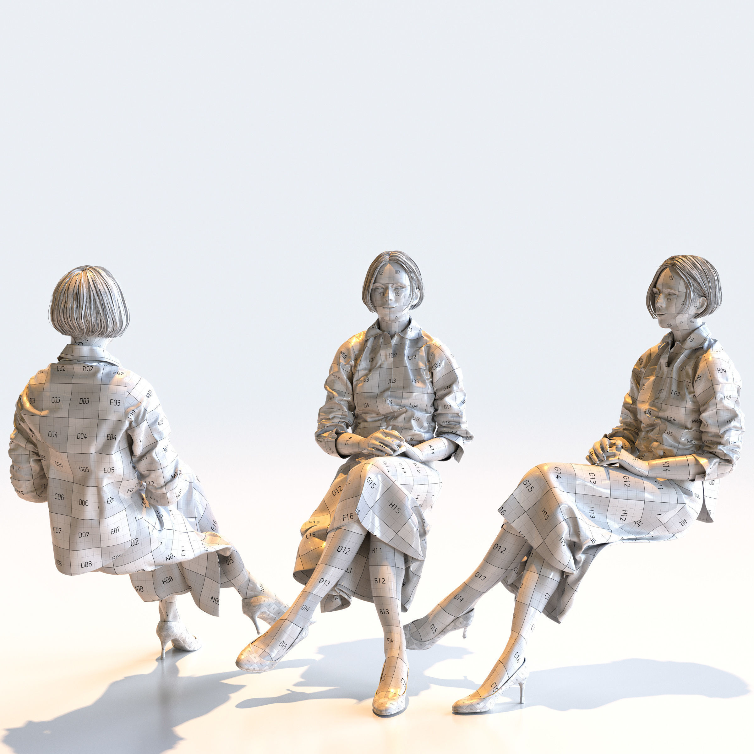 Posed Asian Business Woman - 5 Pack 5 - B1-F5F 3D model_21