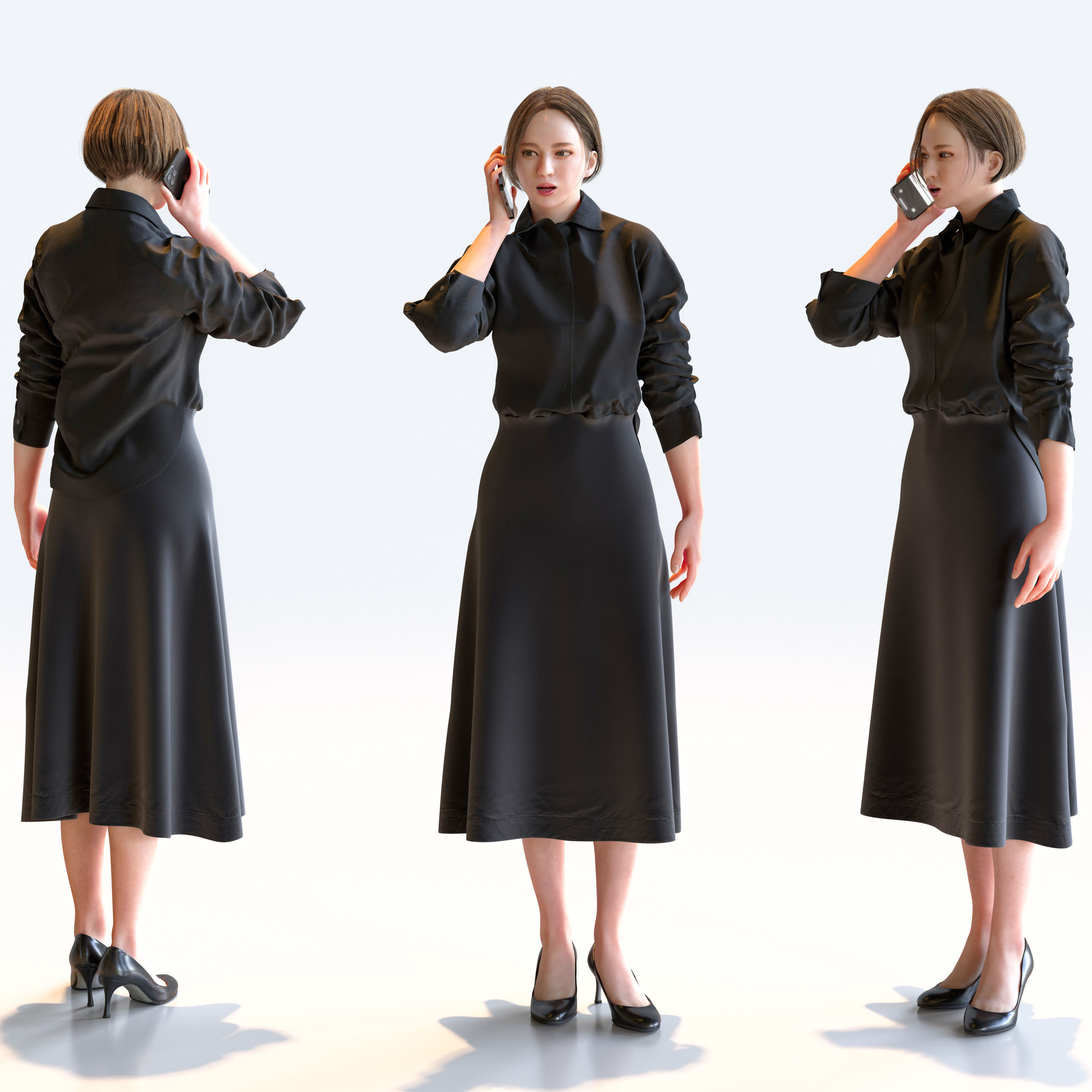 Posed Asian Business Woman - 5 Pack 5 - B1-F5F 3D model_11