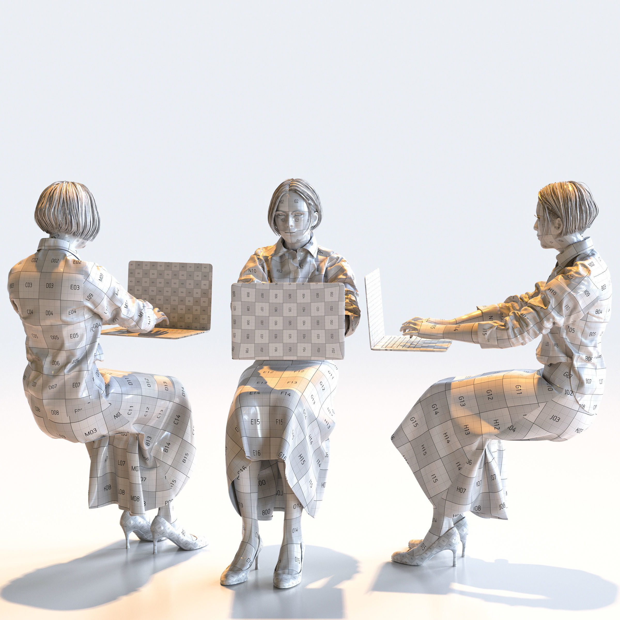 Posed Asian Business Woman - 5 Pack 5 - B1-F5F 3D model_17