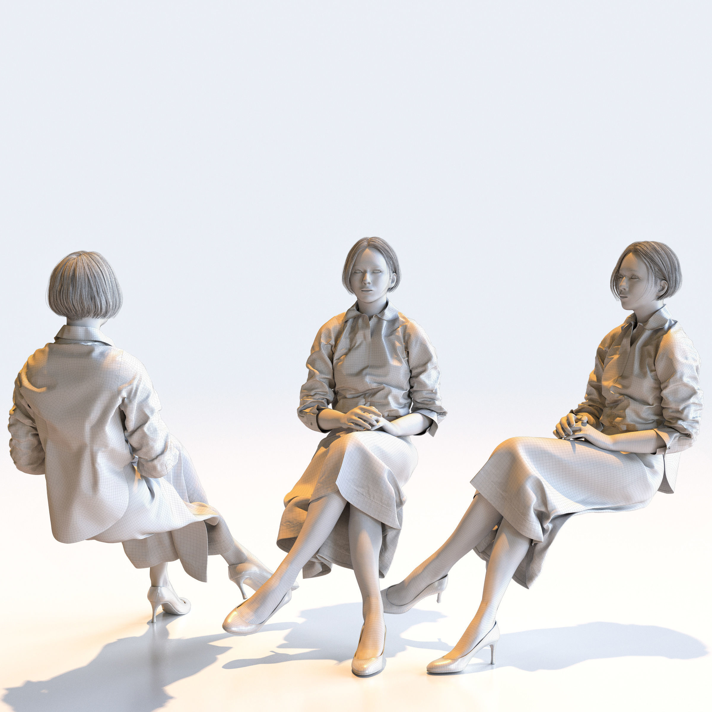 Posed Asian Business Woman - 5 Pack 5 - B1-F5F 3D model_20