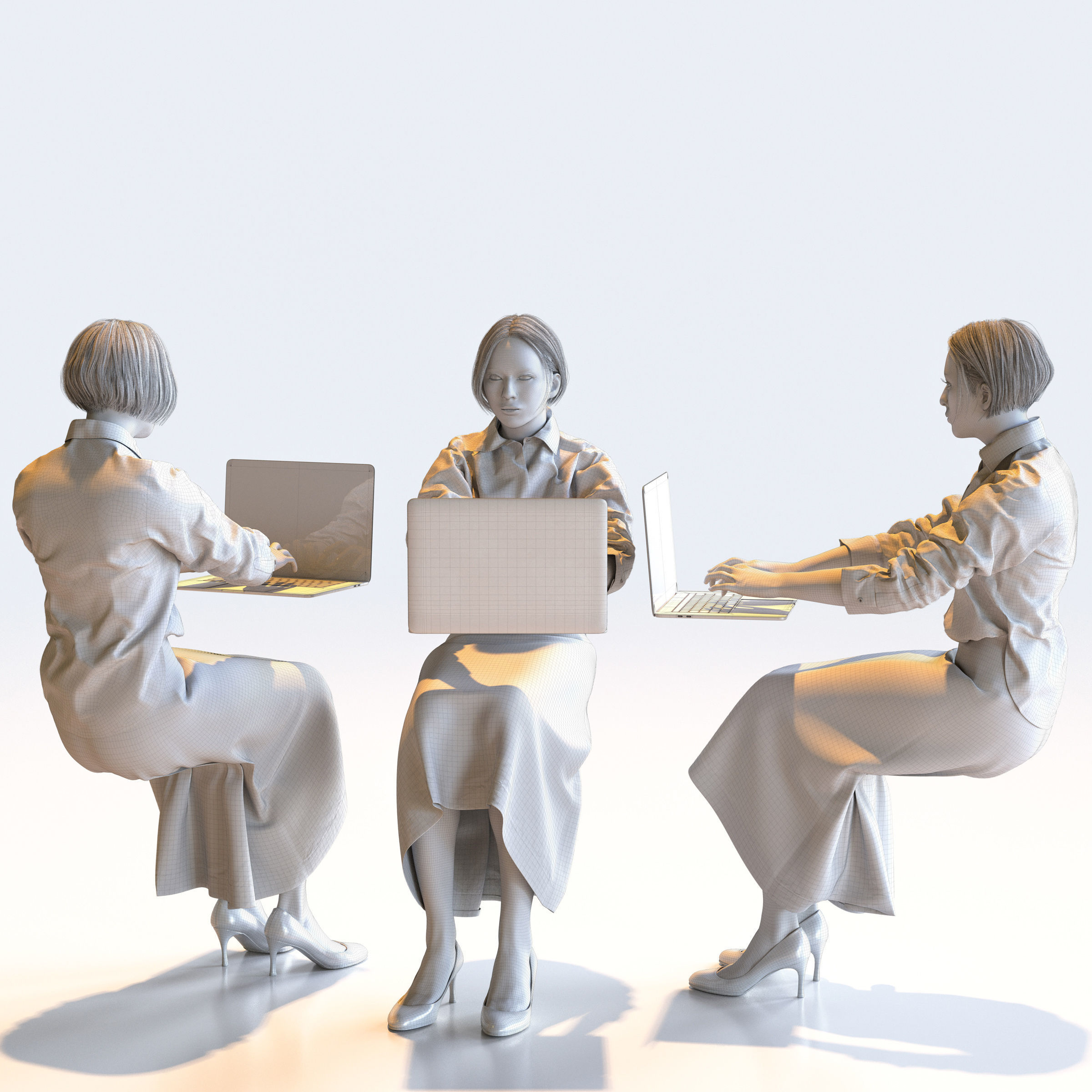 Posed Asian Business Woman - 5 Pack 5 - B1-F5F 3D model_16