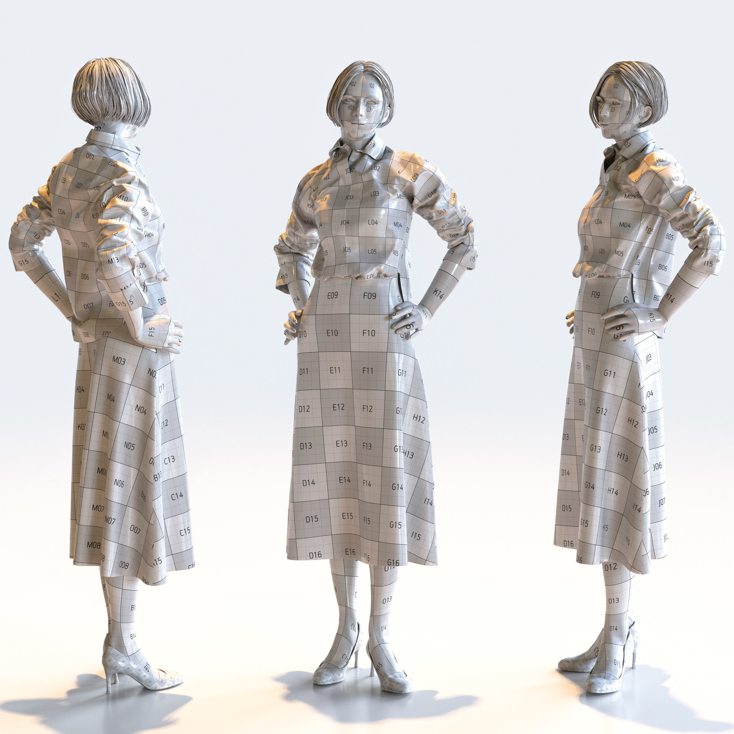Posed Asian Business Woman - 5 Pack 5 - B1-F5F 3D model_9