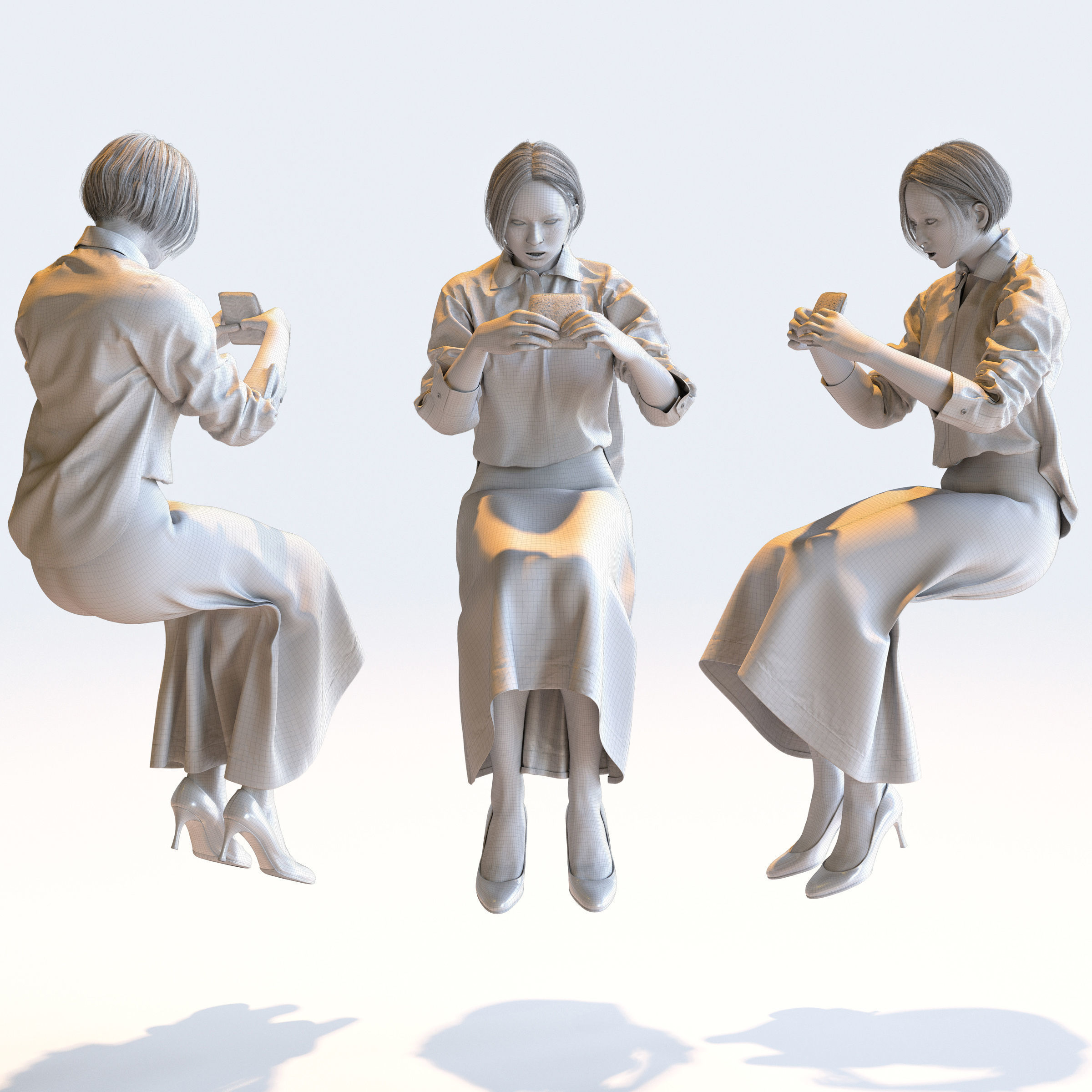 Posed Asian Business Woman - 5 Pack 5 - B1-F5F 3D model_4