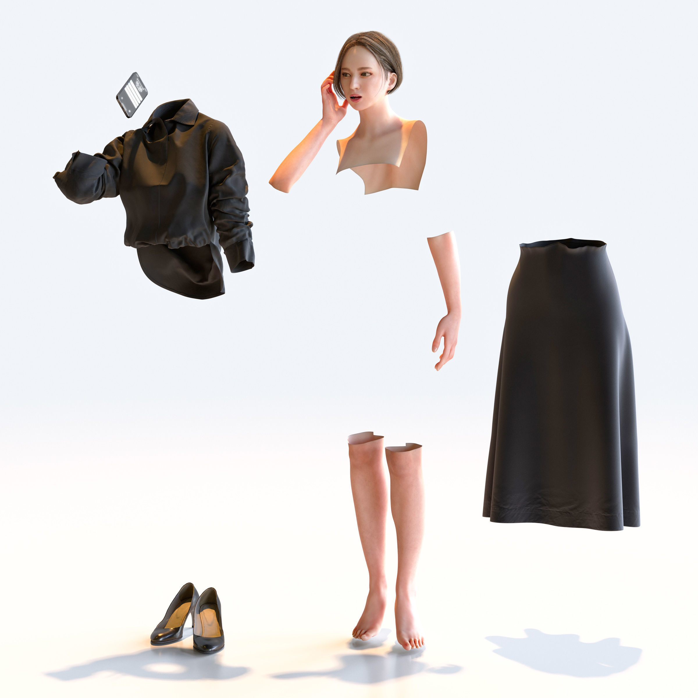 Posed Asian Business Woman - 5 Pack 5 - B1-F5F 3D model_22