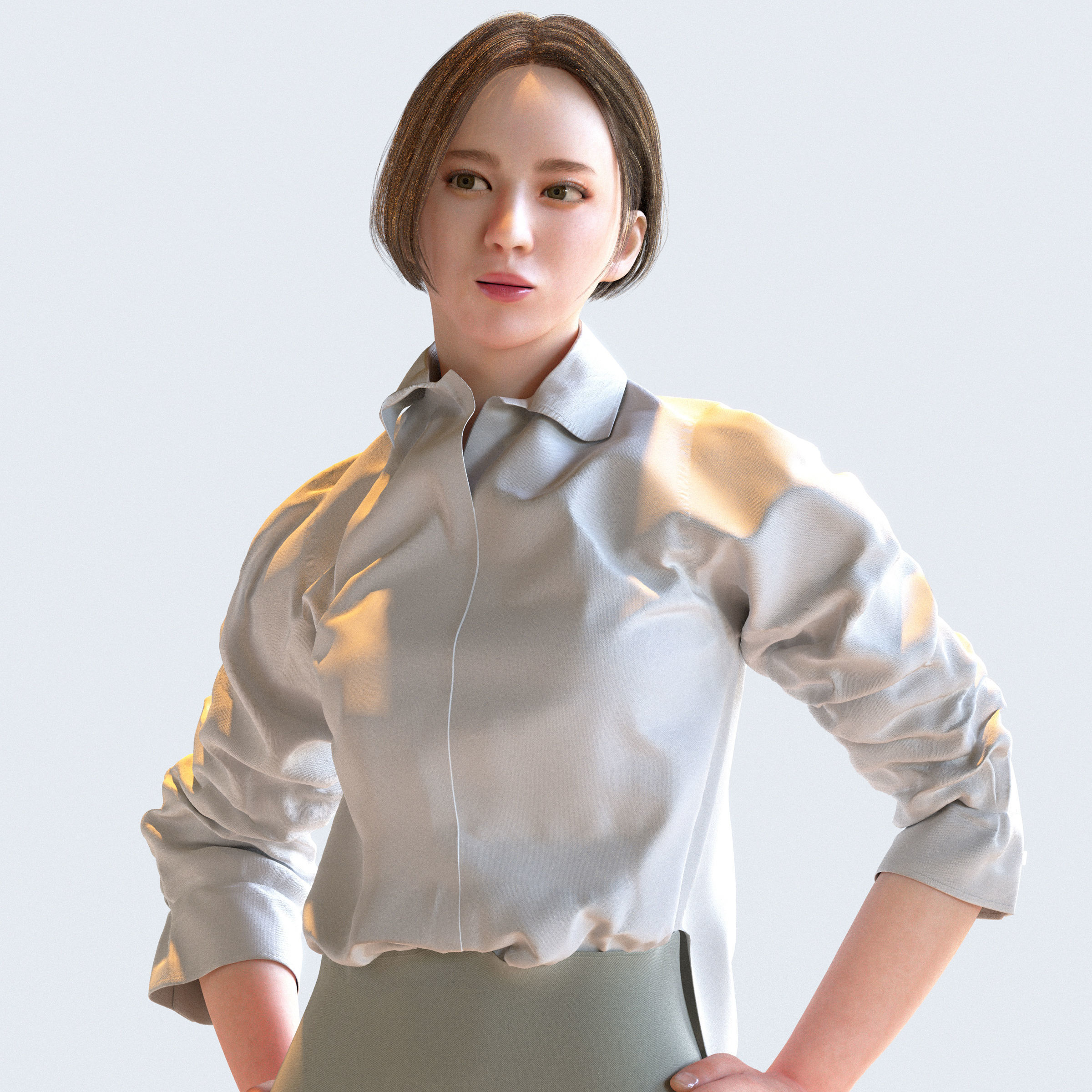 Posed Asian Business Woman - 5 Pack 5 - B1-F5F 3D model_6