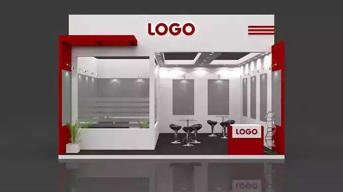 Exhibition Booth 3D Model 6 mtr x 6 mtr 3D model