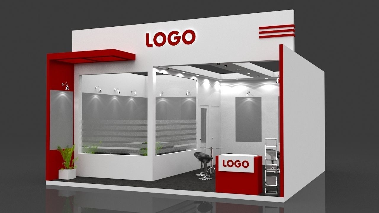 Exhibition Booth 3D Model 6 mtr x 6 mtr 3D model_1