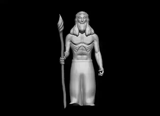 Magician statue of man holding spear