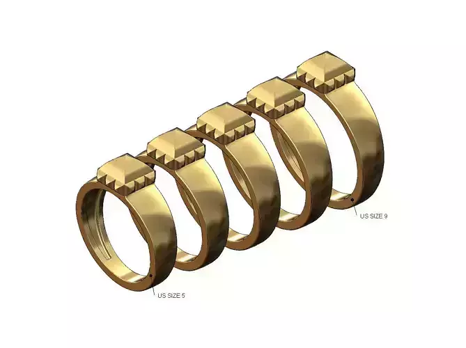 Square rounded studs fashion band US sizes 5to9