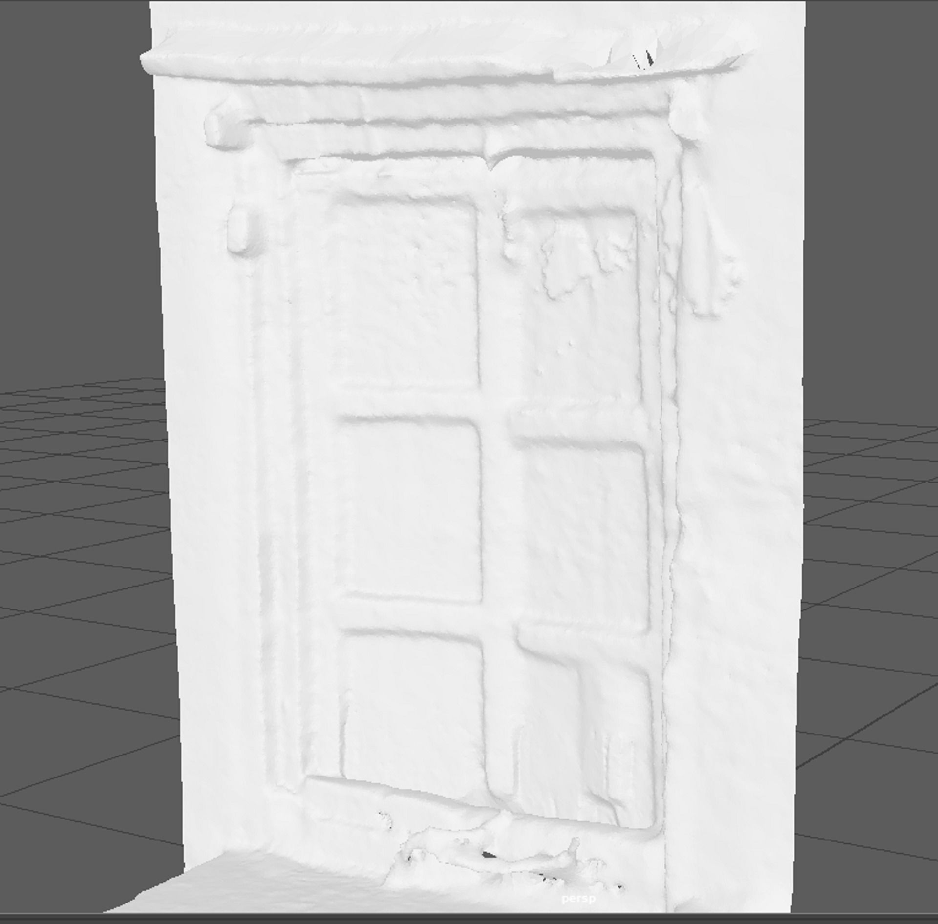 Old demolished wooden doors closed with  iron lock 3D model_7