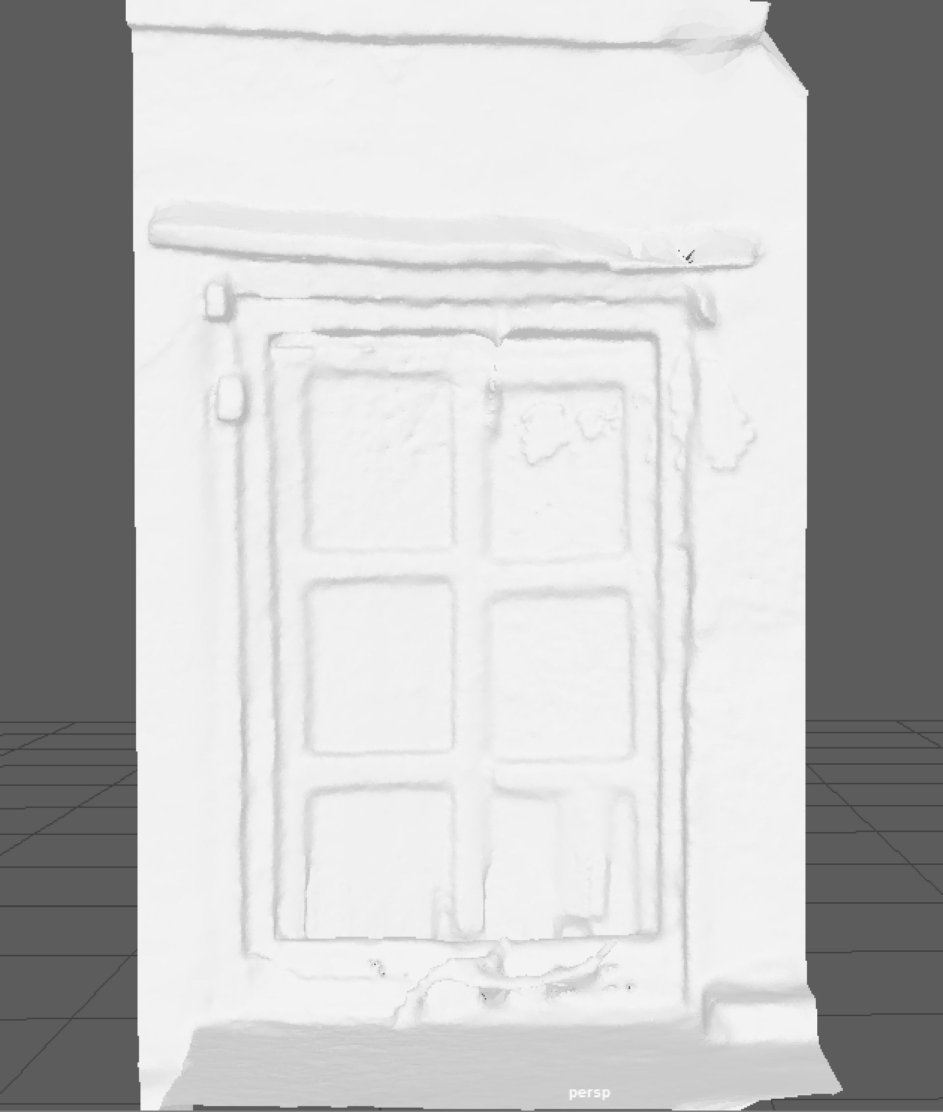 Old demolished wooden doors closed with  iron lock 3D model_3