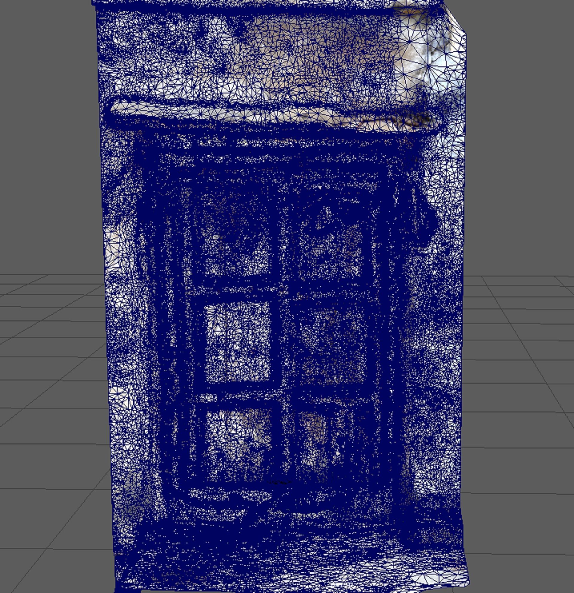 Old demolished wooden doors closed with  iron lock 3D model_1