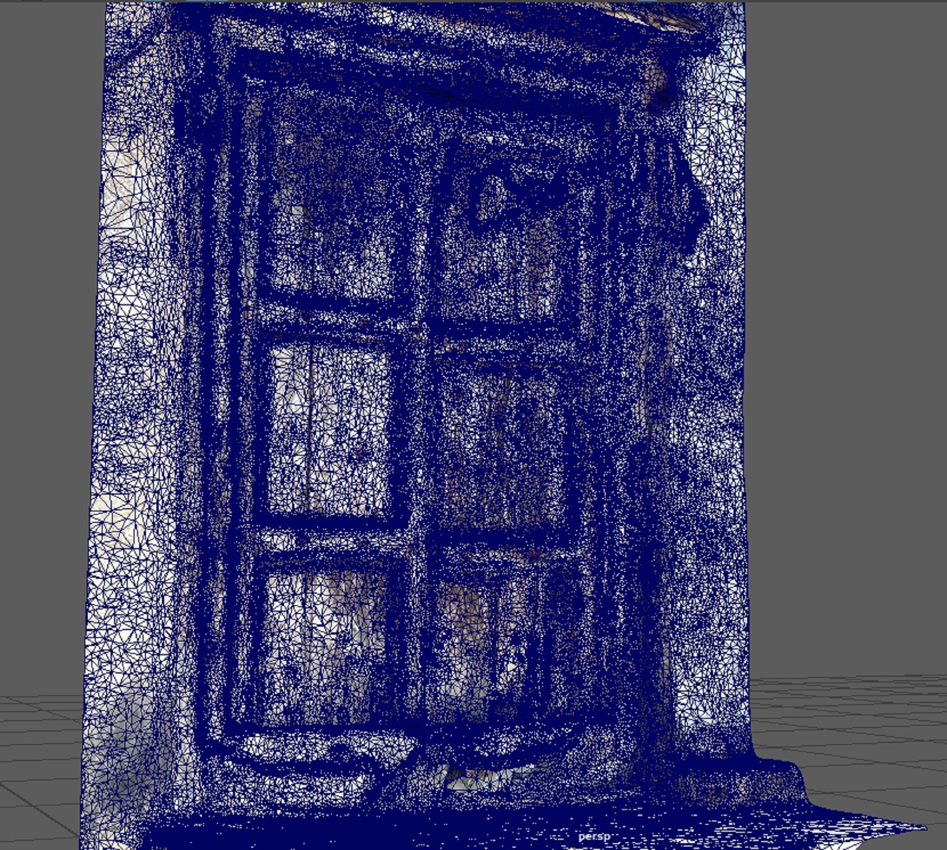 Old demolished wooden doors closed with  iron lock 3D model_5