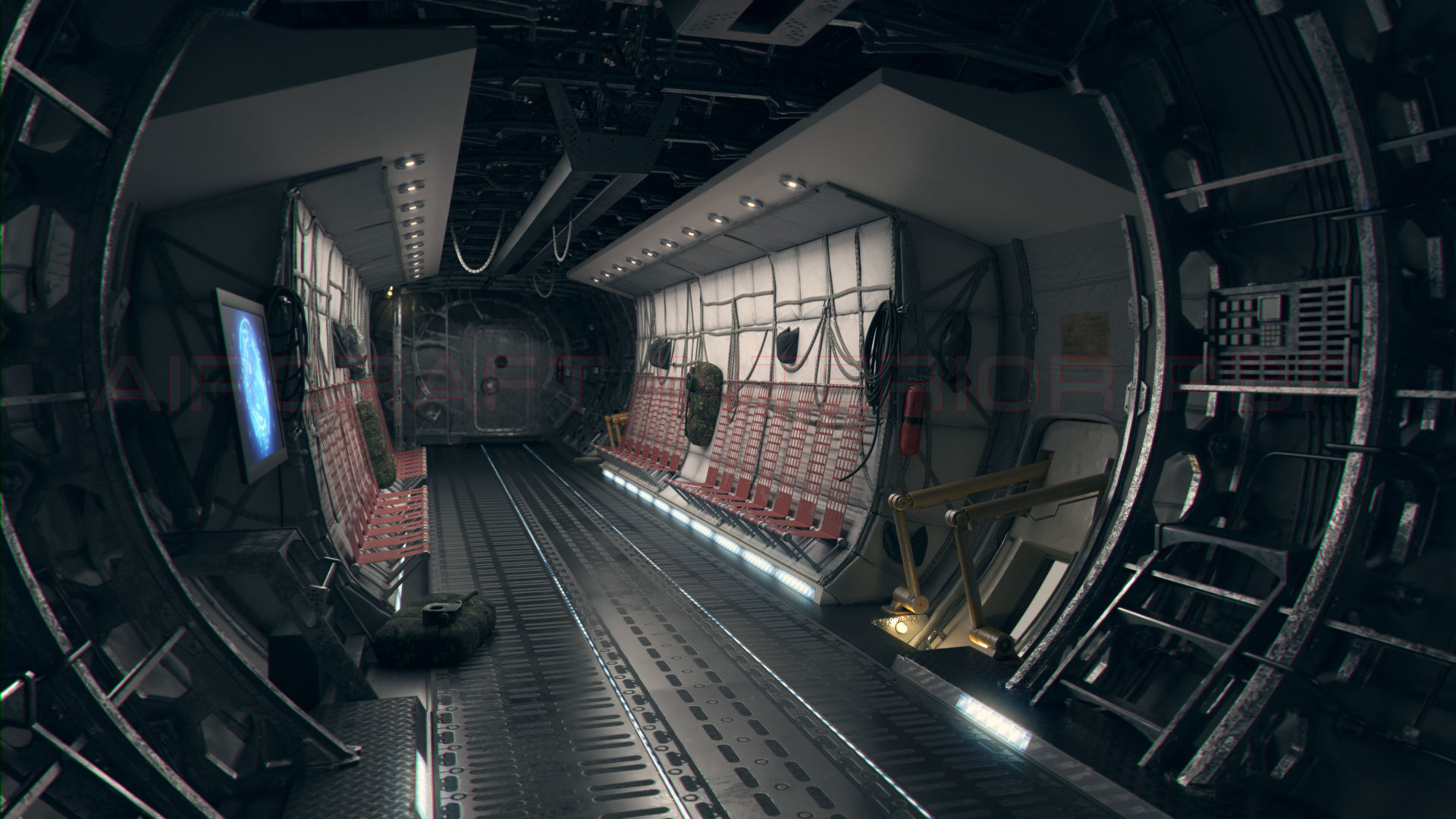 Aircraft Interior PBR Low-poly 3D model_5