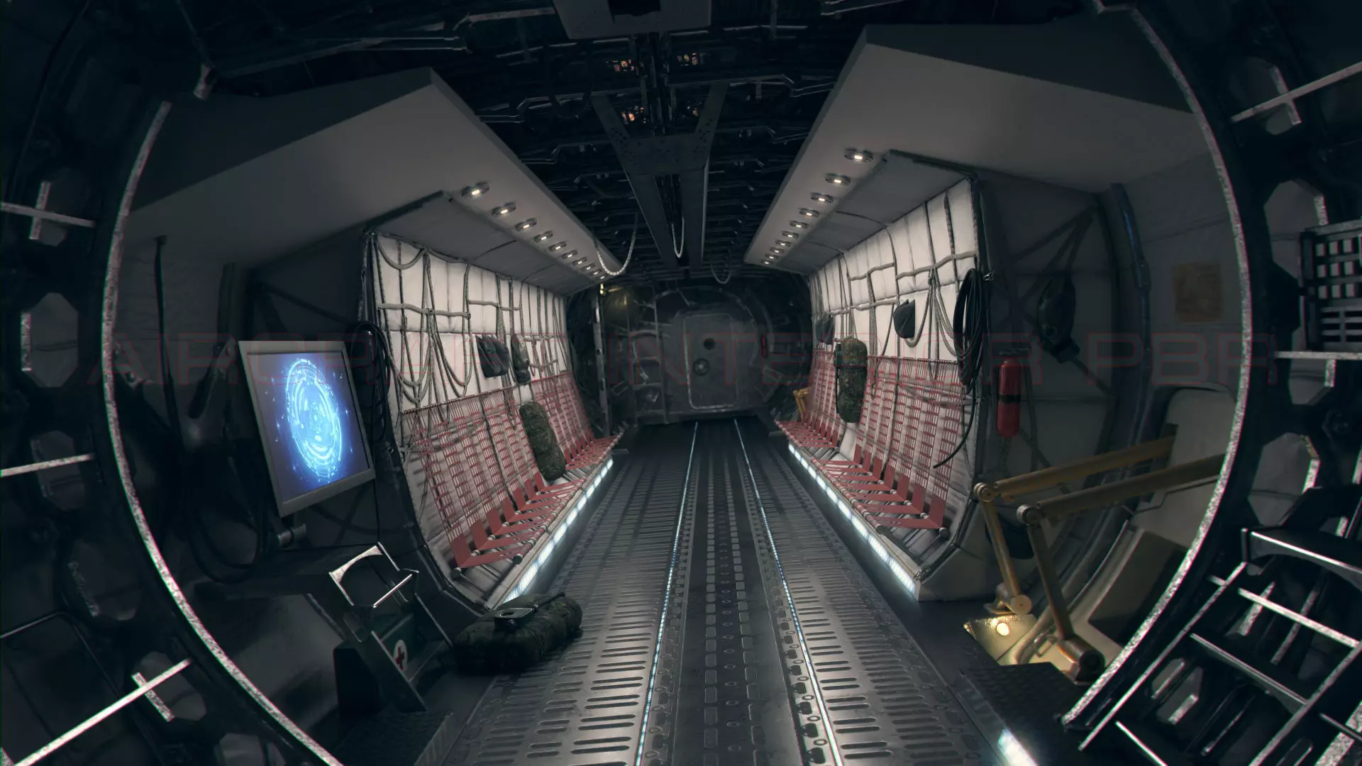 Aircraft Interior PBR Low-poly 3D model_0