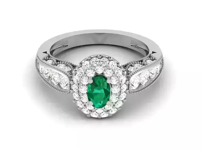 Women Engagement Wedding Oval Stone Ring 3dm Render Detail