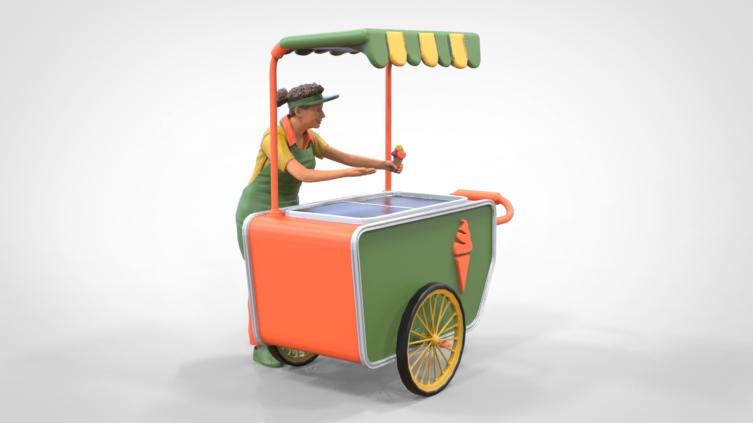 N3 Salesperson Ice cream Seller 3D print model_35