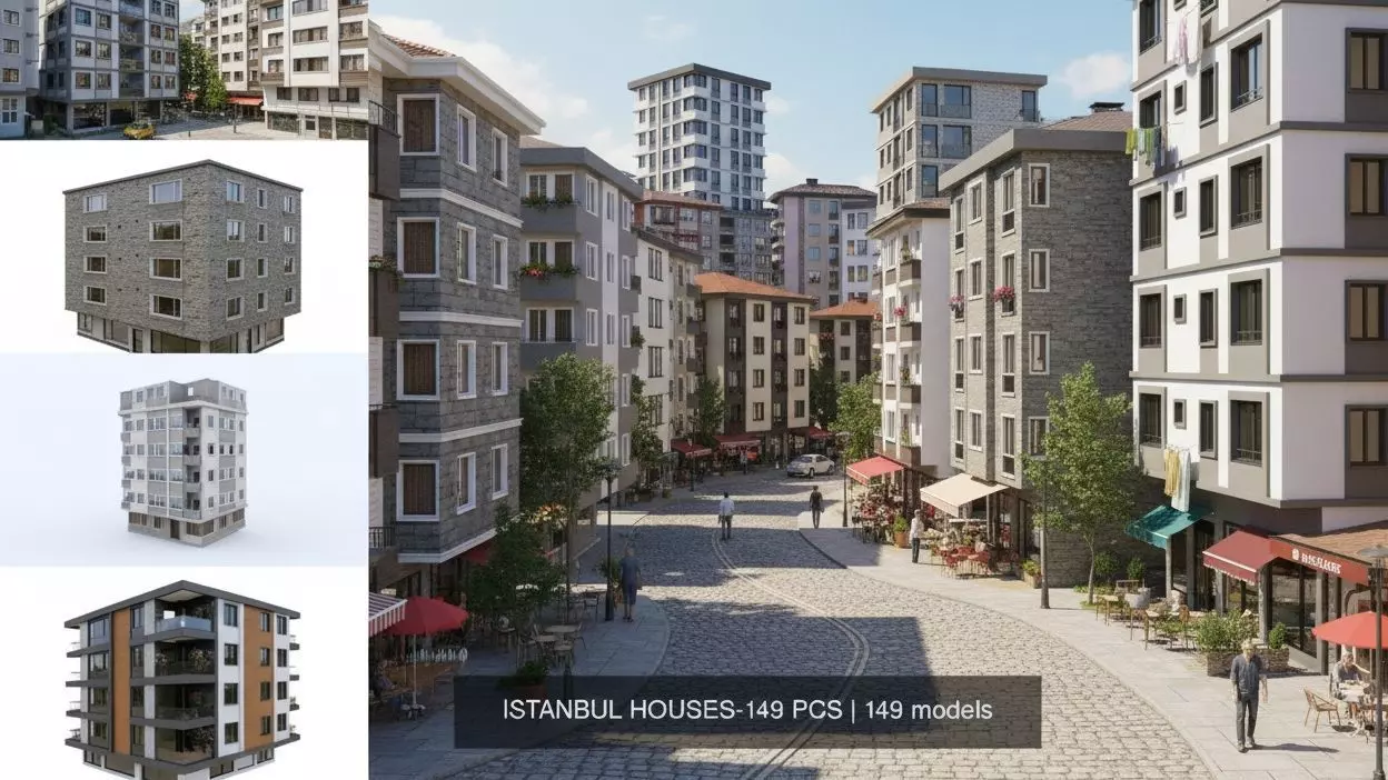 ISTANBUL HOUSES- 149 HOUSES 3D Model Collection_0