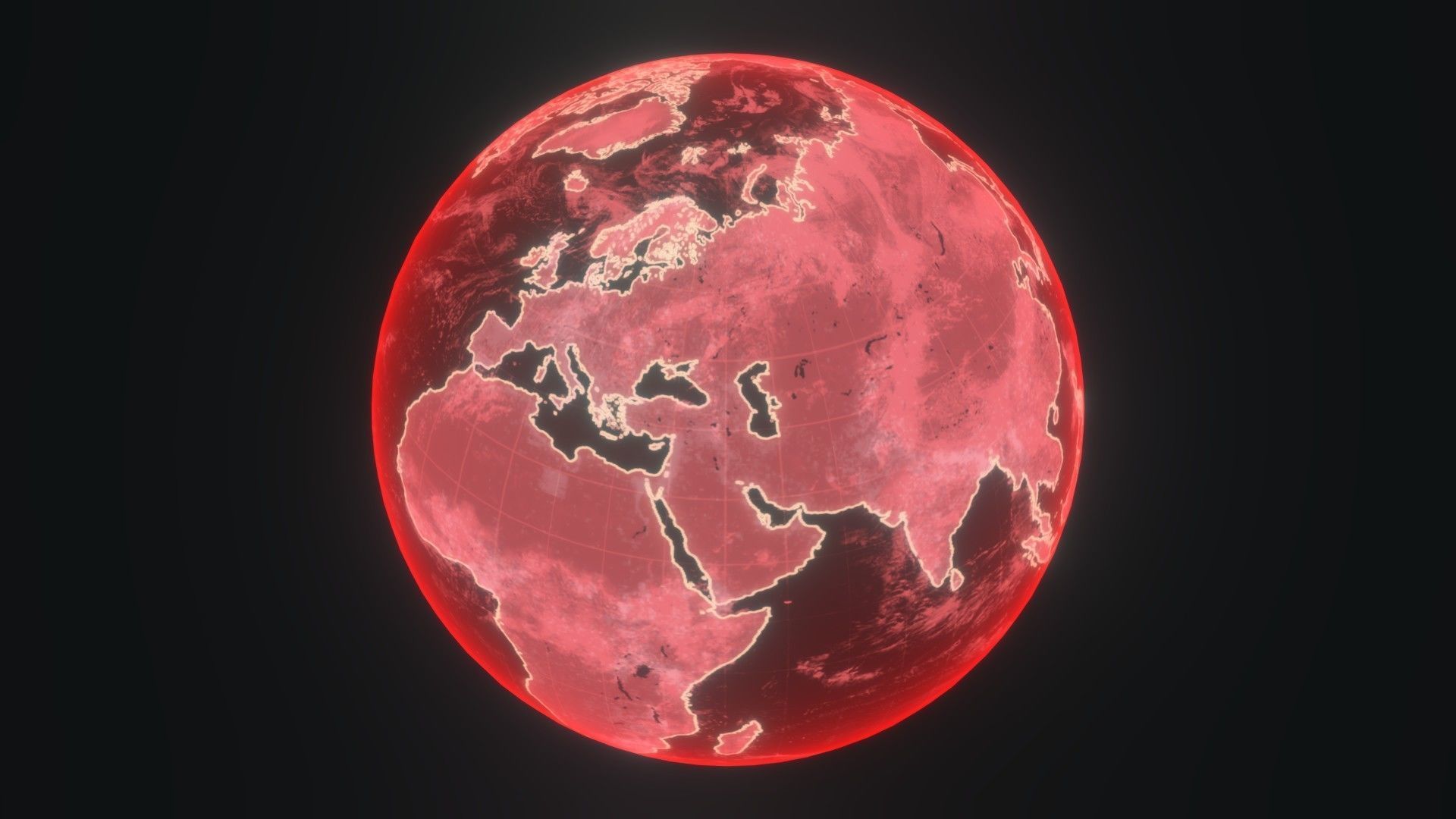 Red Hologram Planet Earth Hologram Sci-Fi 3D Model Low-poly 3D model_4