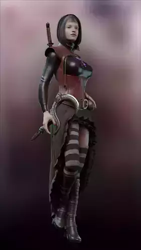 caracter reaper woman  low-poly 3d model    Low-poly 3D model