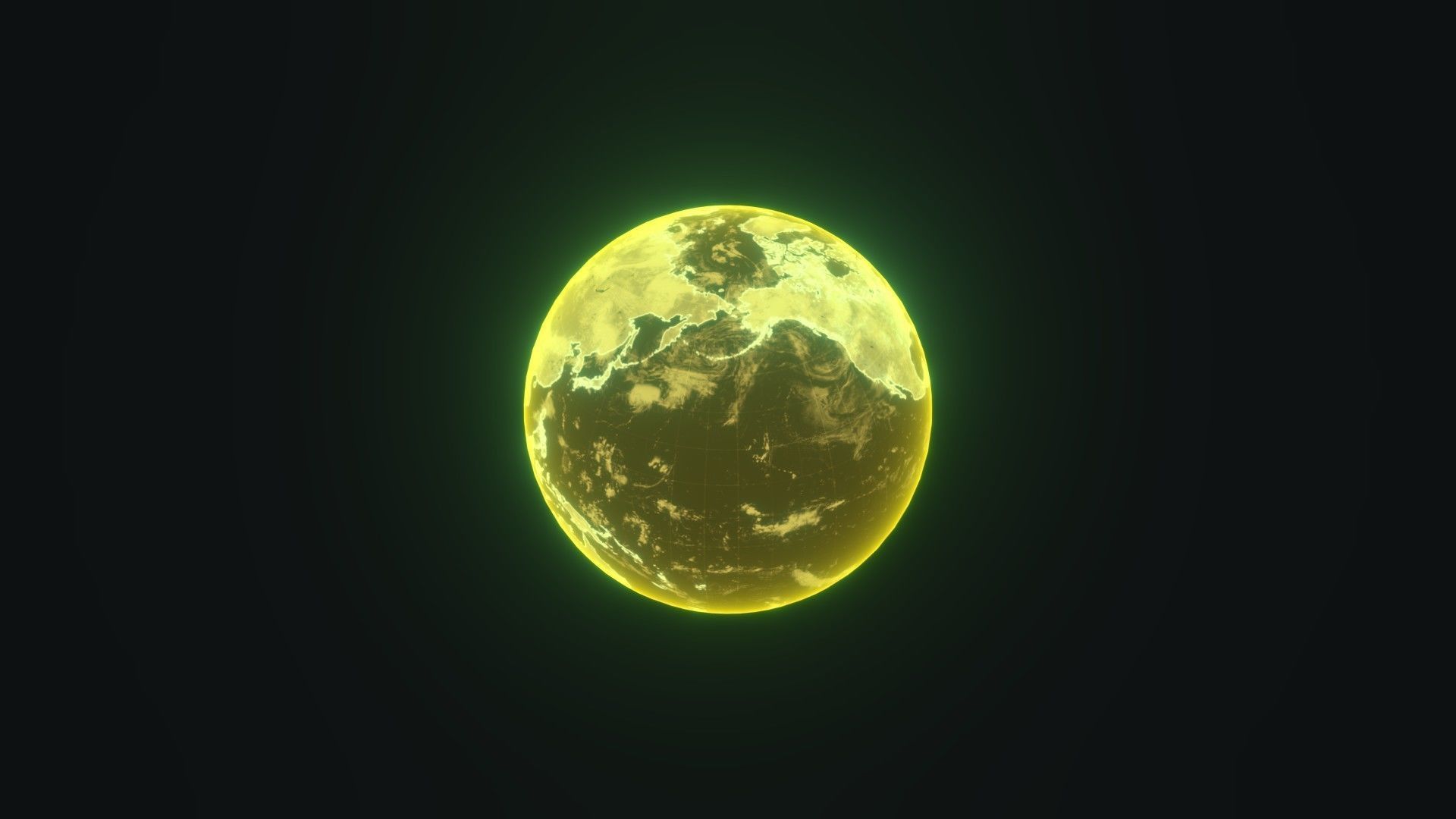 Yellow Hologram Planet Earth Hologram Sci-Fi 3D Model Low-poly 3D model_1