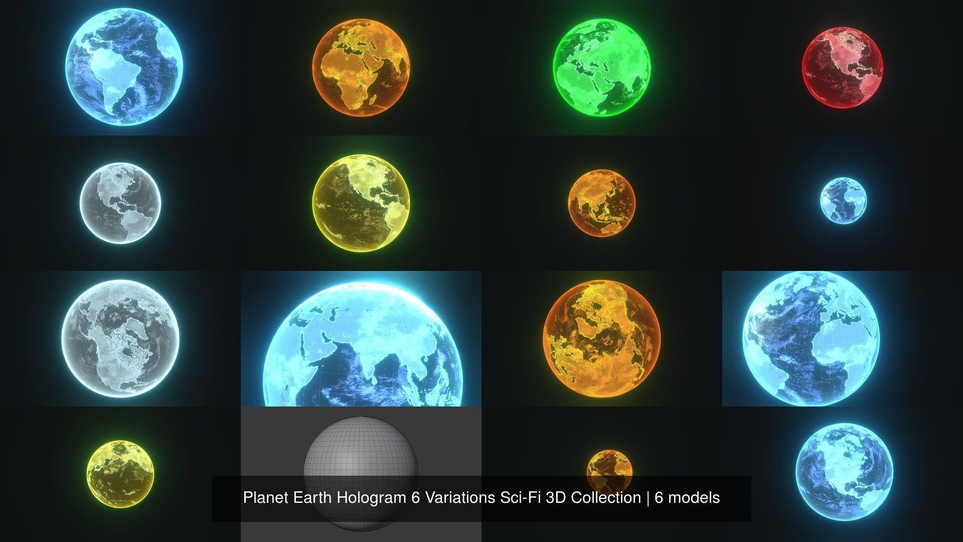 Planet Earth Hologram 6 Variations Sci-Fi 3D Collection _2