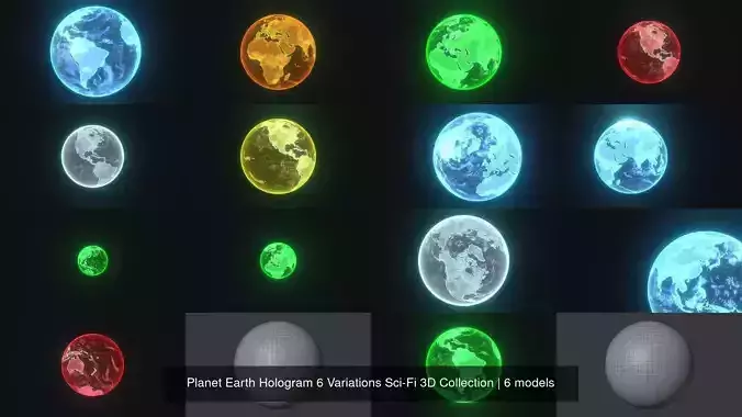 Planet Earth Hologram 6 Variations Sci-Fi 3D Collection