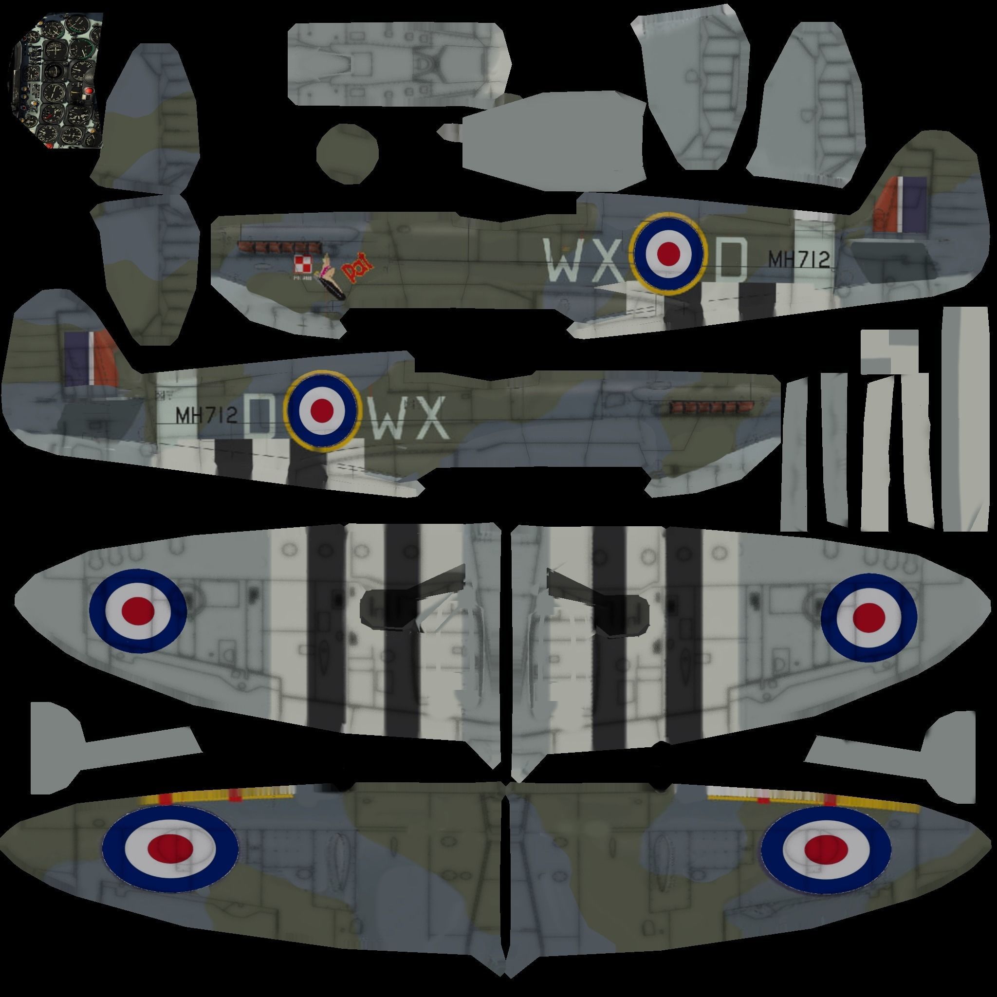 Supermarine Spitfire Low-poly 3D model_27