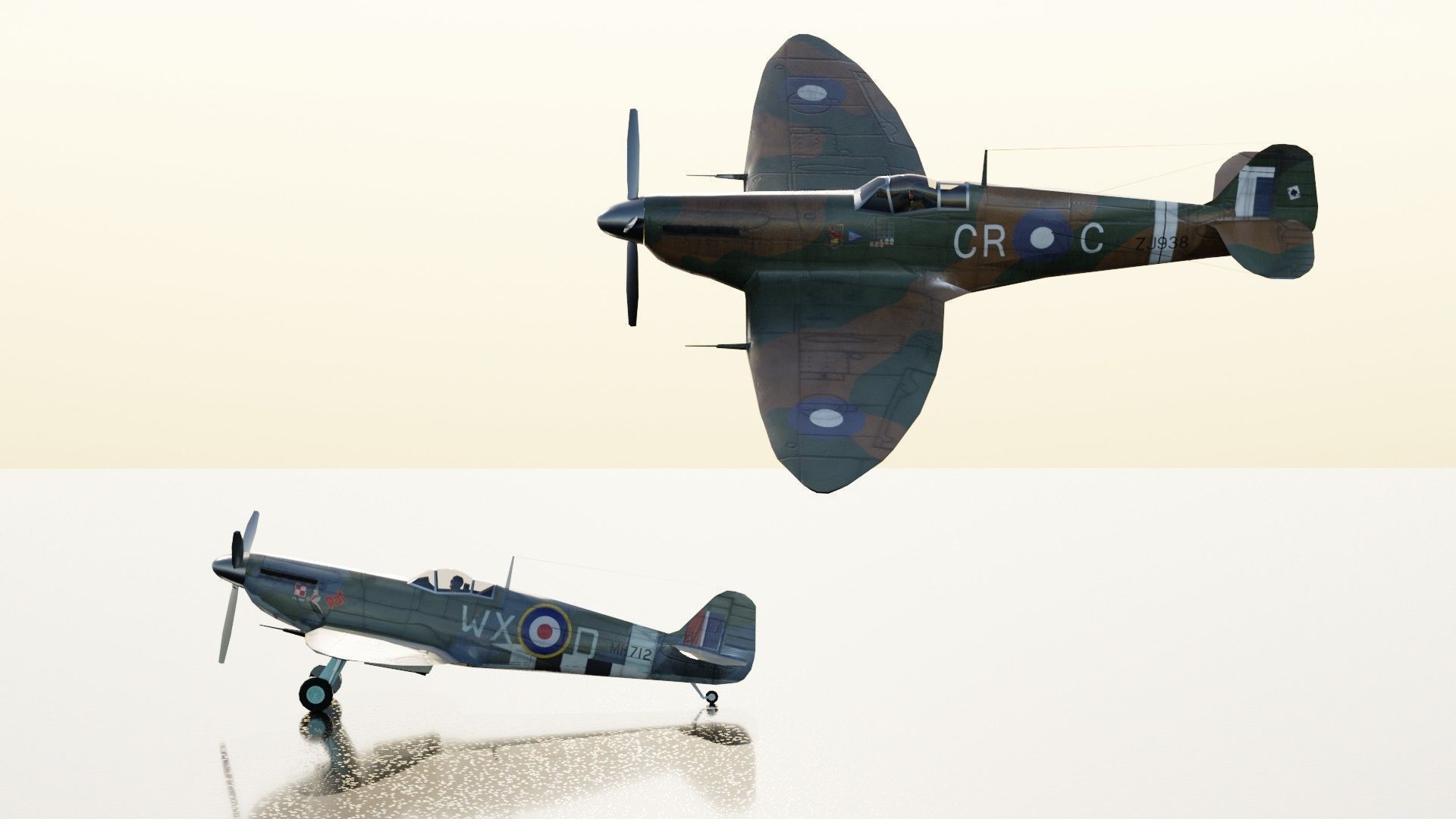 Supermarine Spitfire Low-poly 3D model_16
