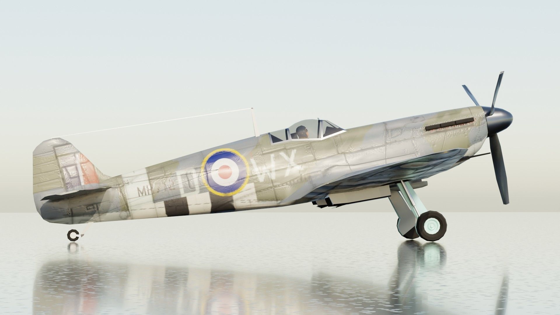 Supermarine Spitfire Low-poly 3D model_7