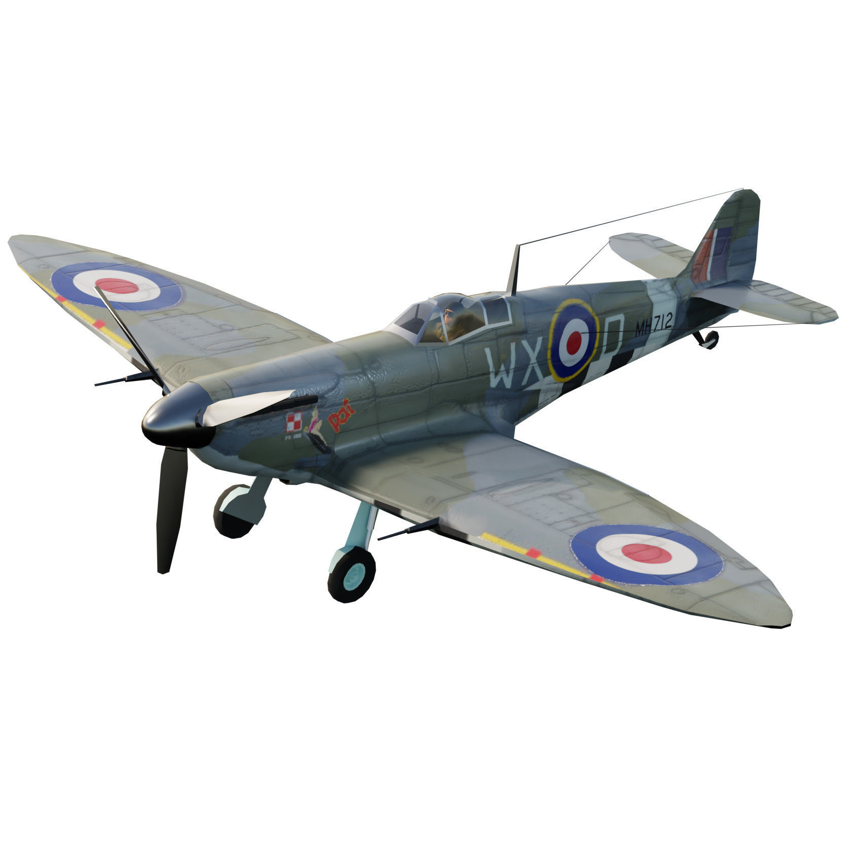 Supermarine Spitfire Low-poly 3D model_2