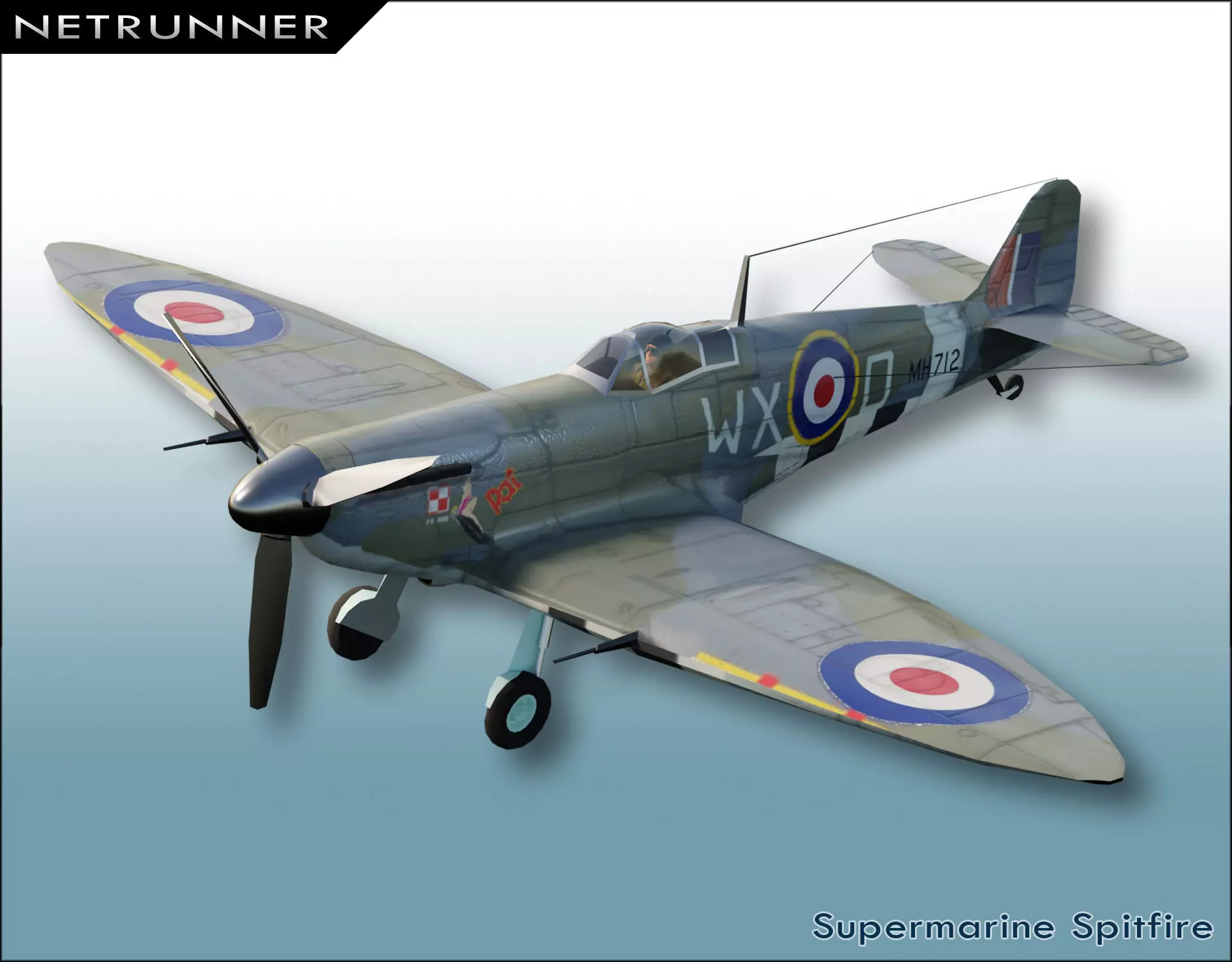 Supermarine Spitfire Low-poly 3D model_0