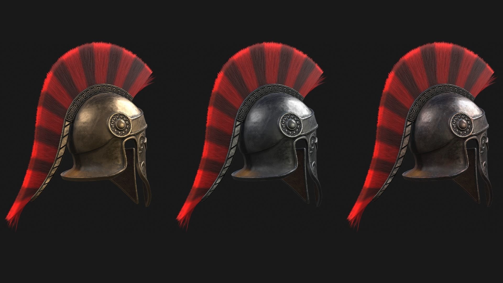 Low Poly PBR Greek Helmet Low-poly 3D model_5