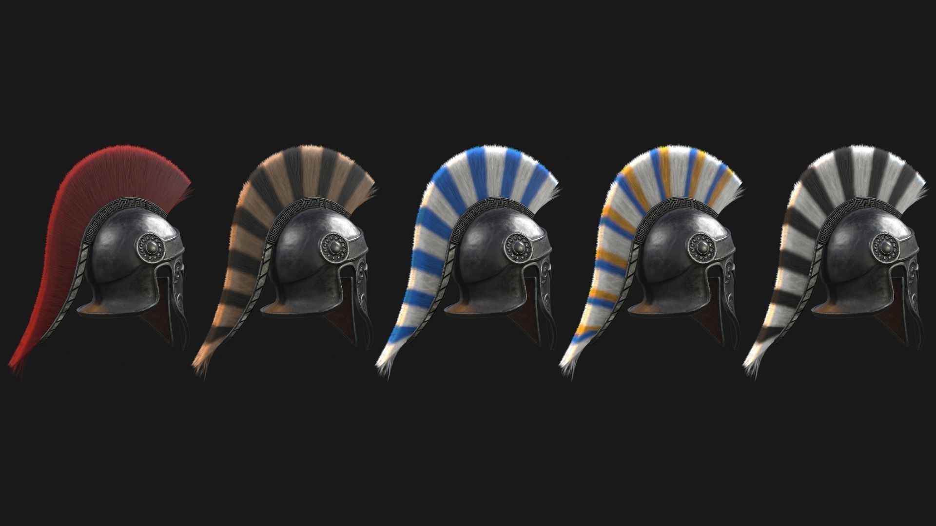 Low Poly PBR Greek Helmet Low-poly 3D model_13