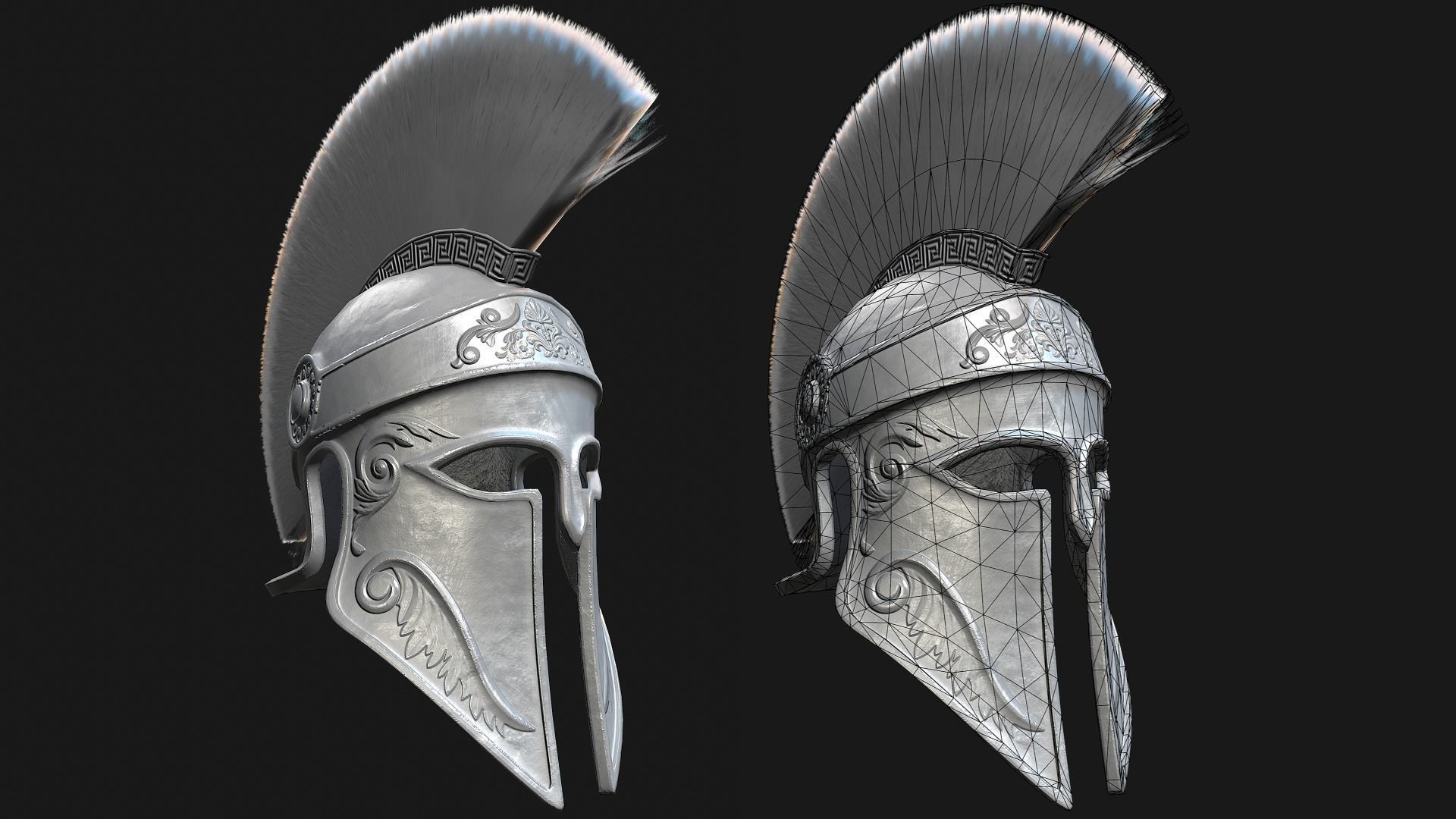 Low Poly PBR Greek Helmet Low-poly 3D model_6