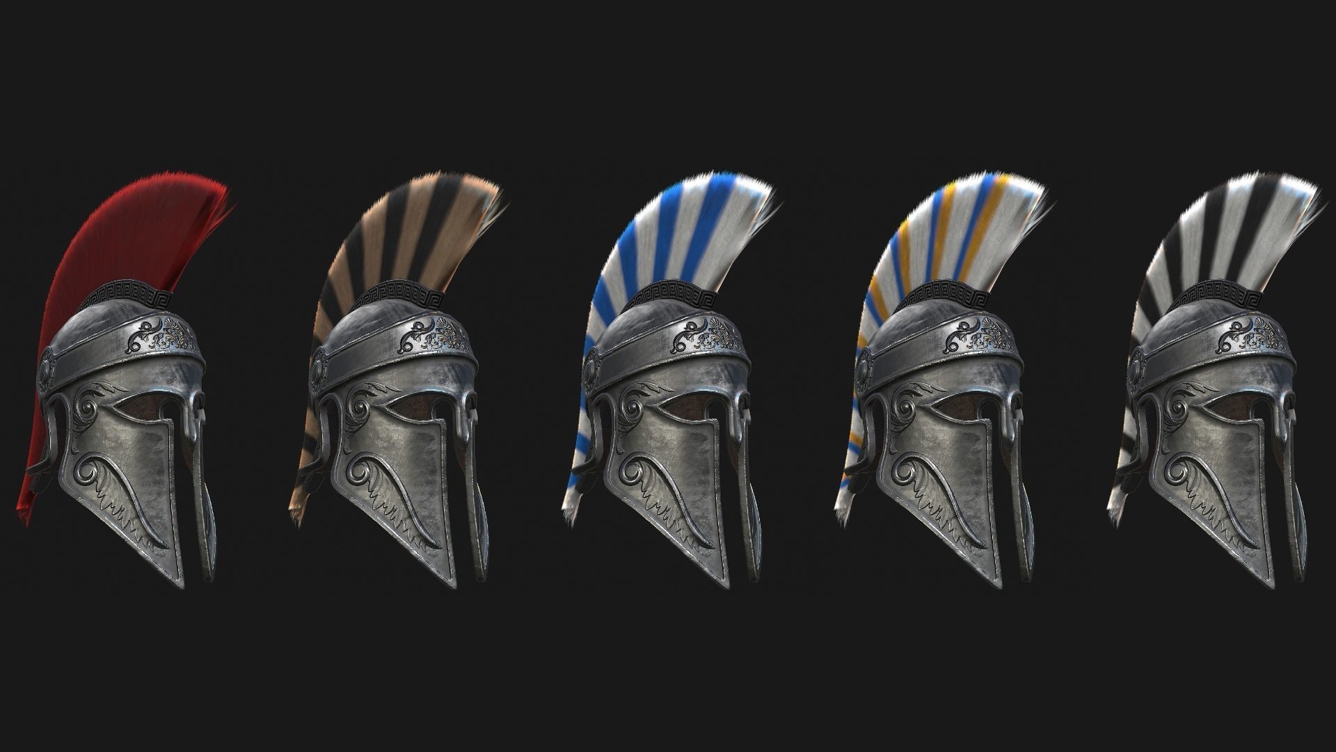 Low Poly PBR Greek Helmet Low-poly 3D model_11