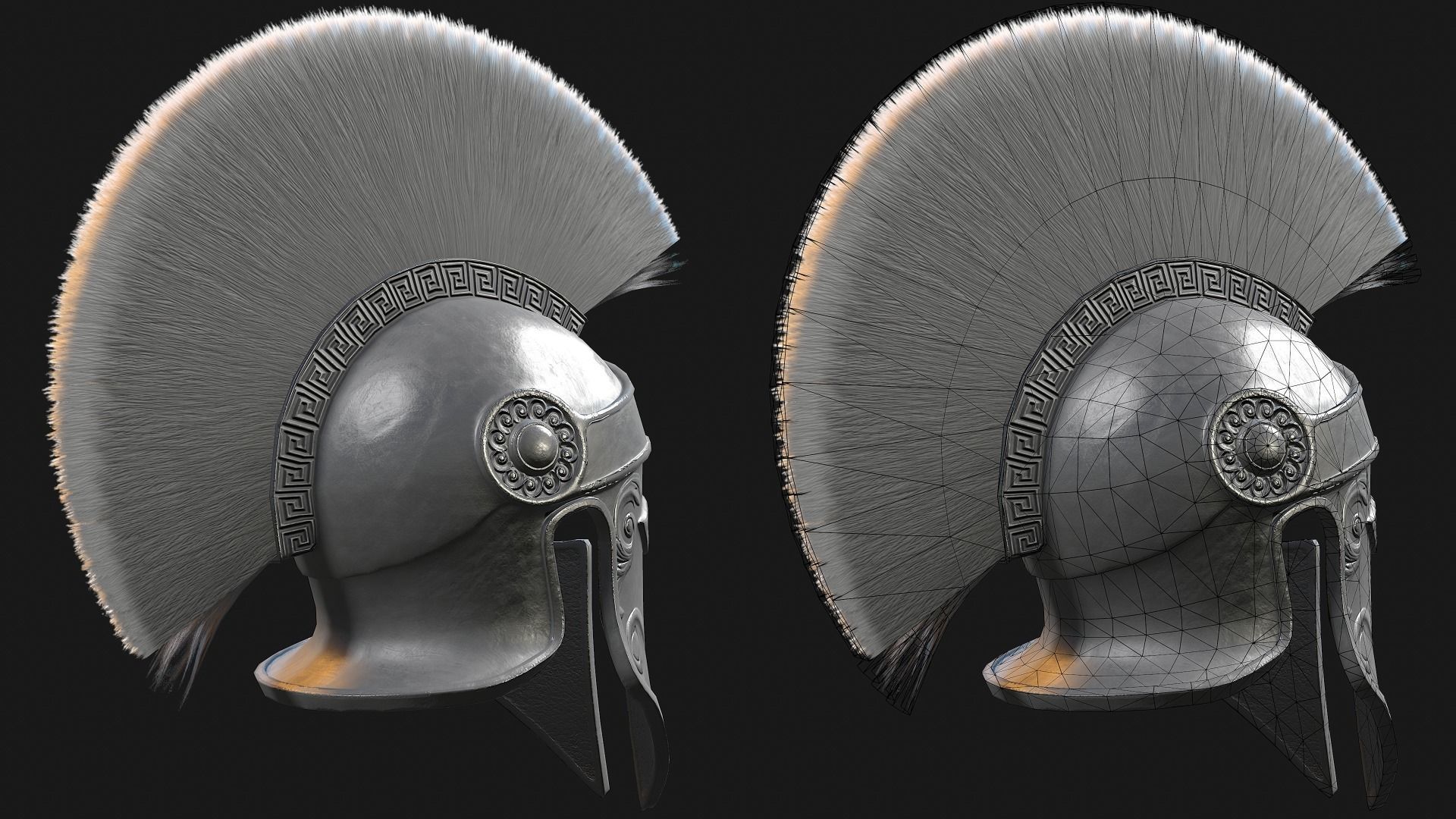 Low Poly PBR Greek Helmet Low-poly 3D model_7