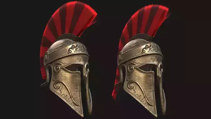 Low Poly PBR Greek Helmet Low-poly 3D model