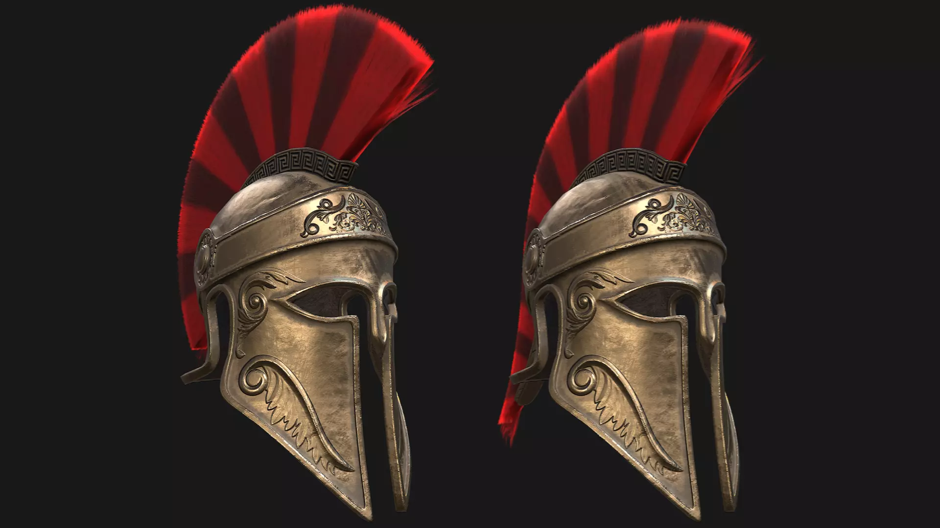 Low Poly PBR Greek Helmet Low-poly 3D model_0