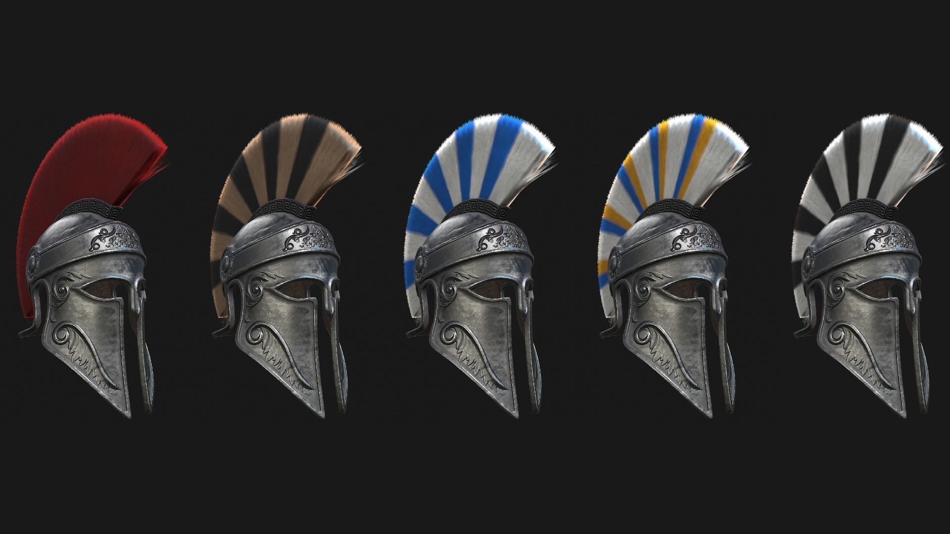 Low Poly PBR Greek Helmet Low-poly 3D model_10