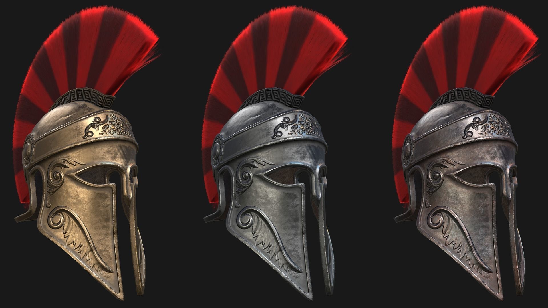 Low Poly PBR Greek Helmet Low-poly 3D model_2