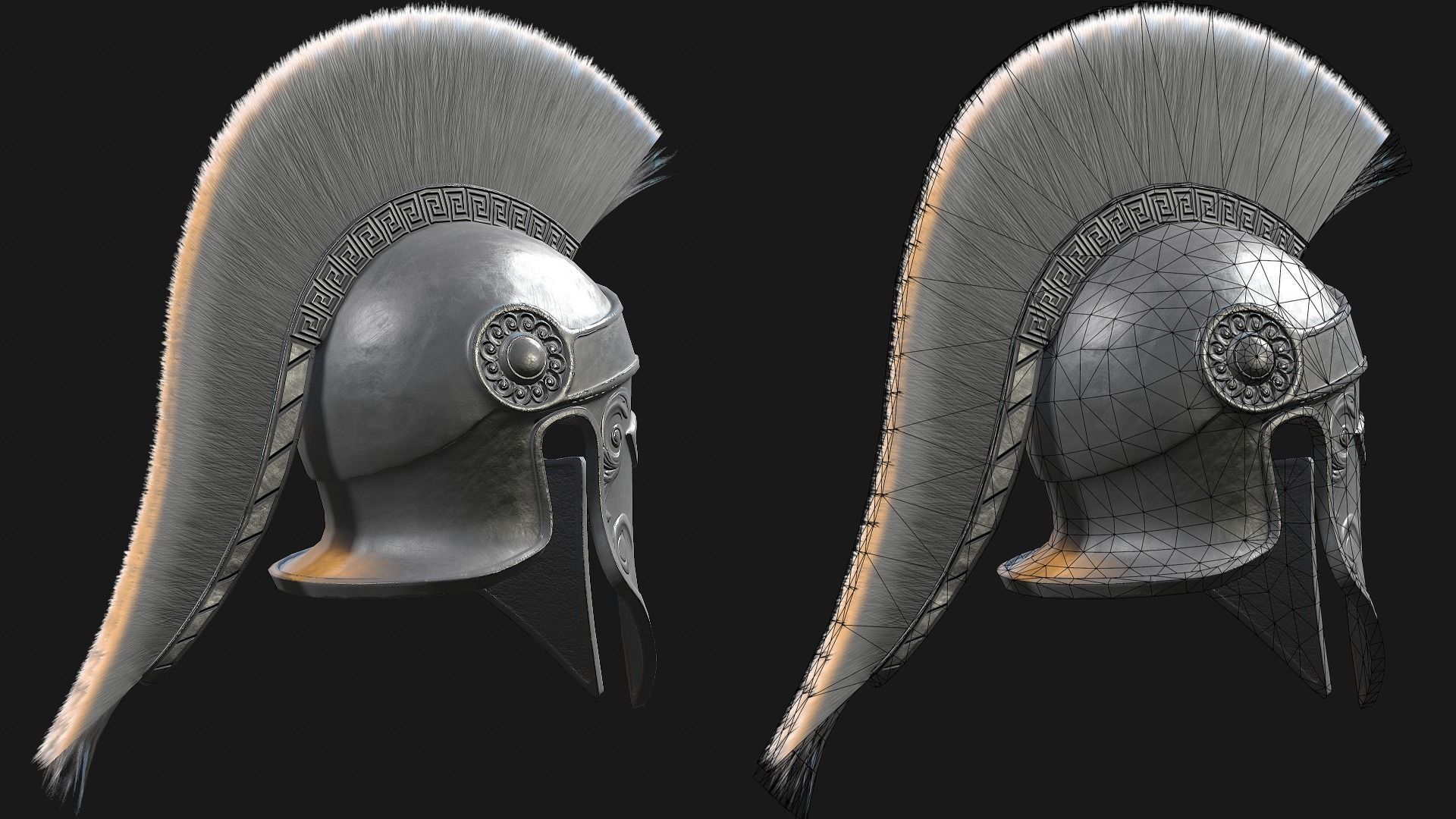 Low Poly PBR Greek Helmet Low-poly 3D model_9