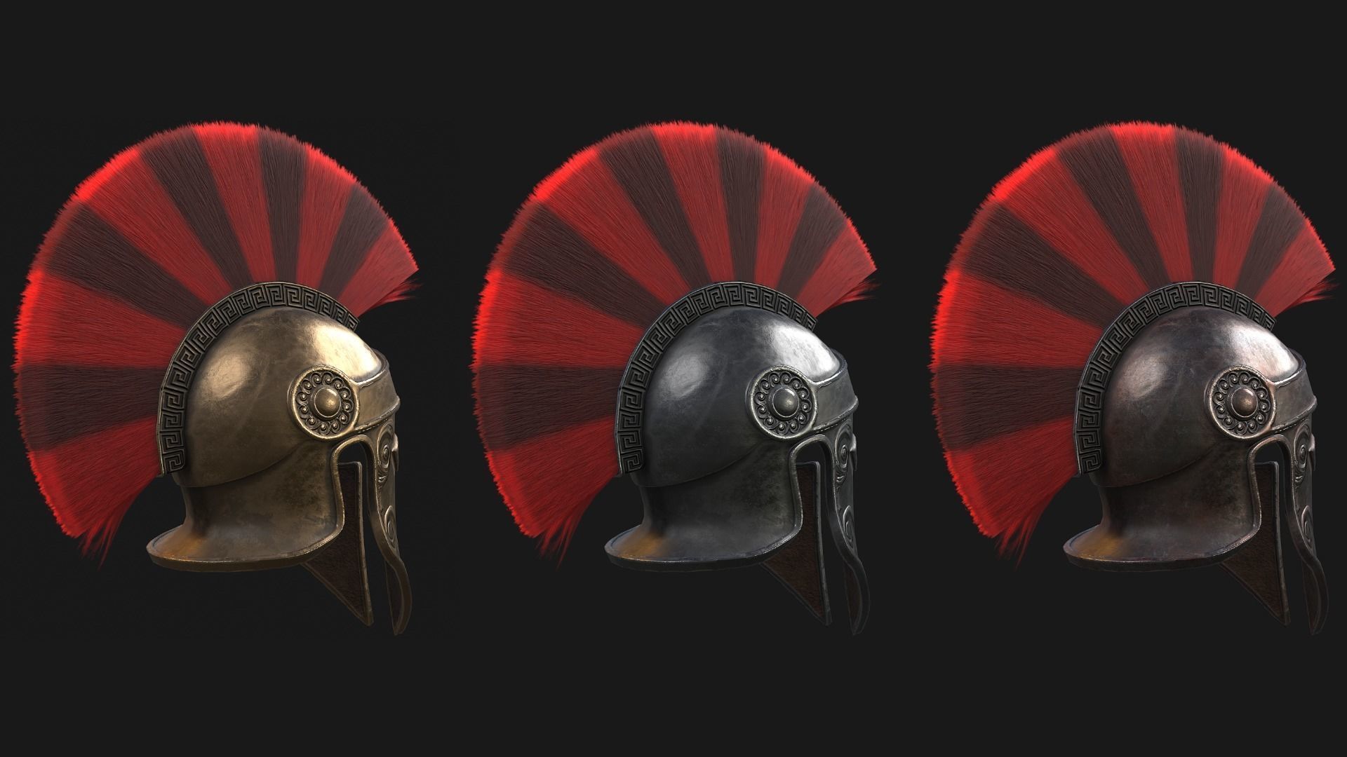 Low Poly PBR Greek Helmet Low-poly 3D model_3
