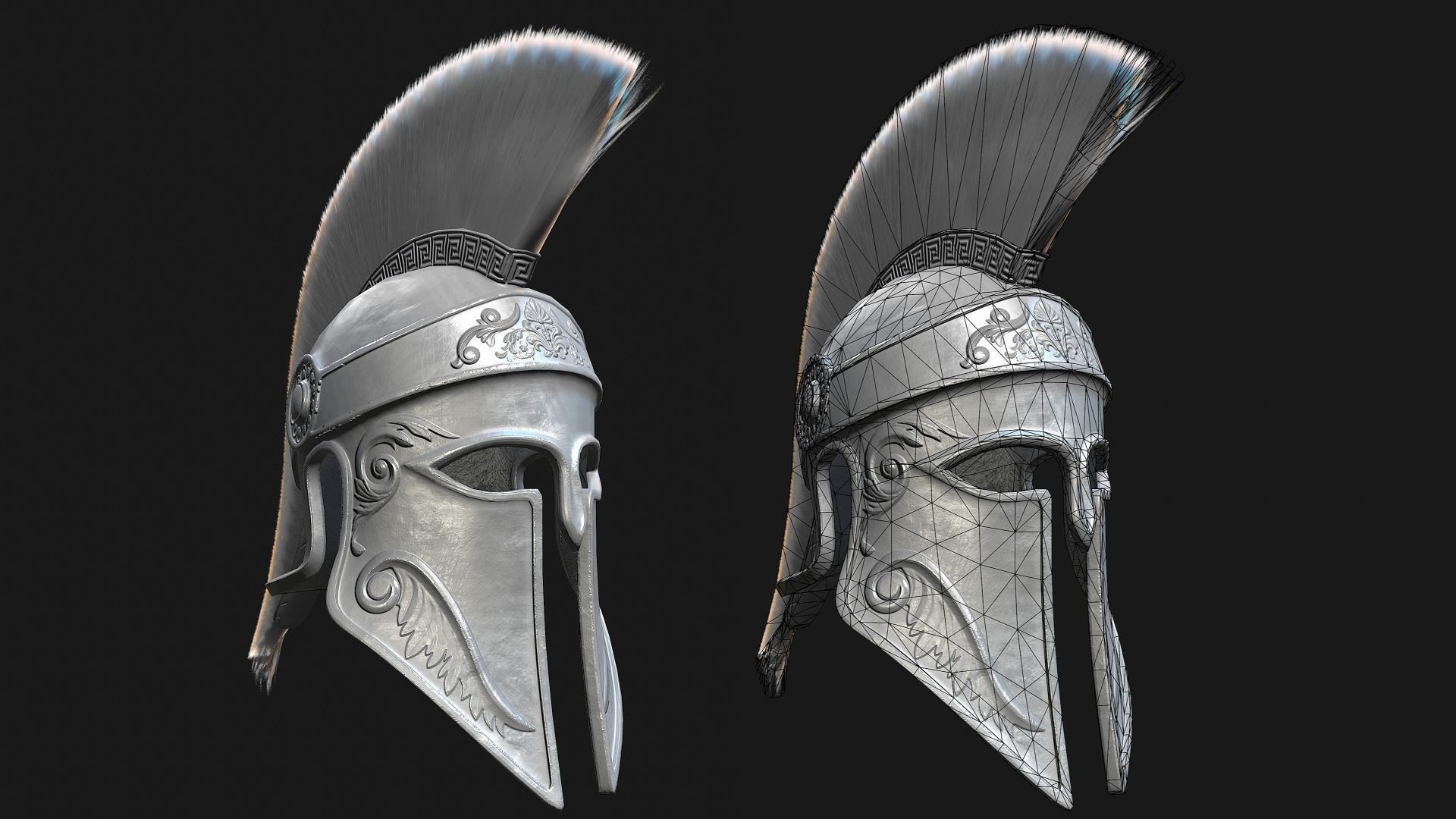 Low Poly PBR Greek Helmet Low-poly 3D model_8