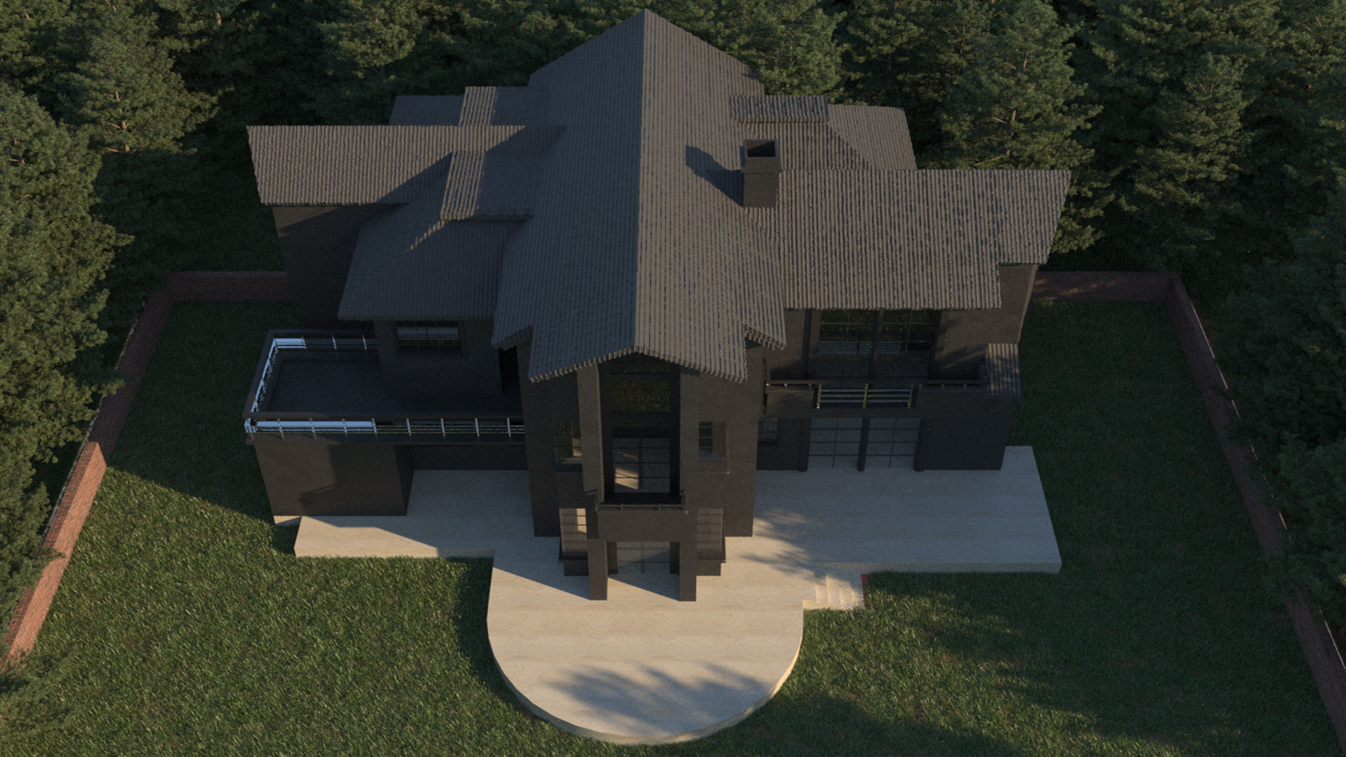 Black Villa House 3D model_3