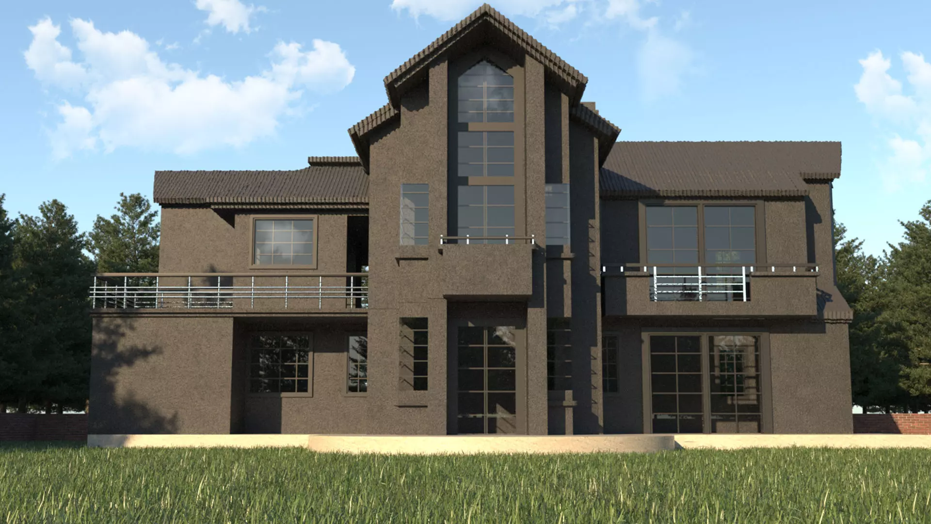 Black Villa House 3D model_0